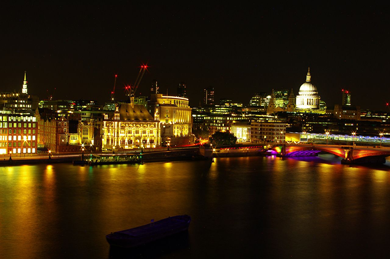 Desktop Wallpaper London United Kingdom Rivers night time Cities