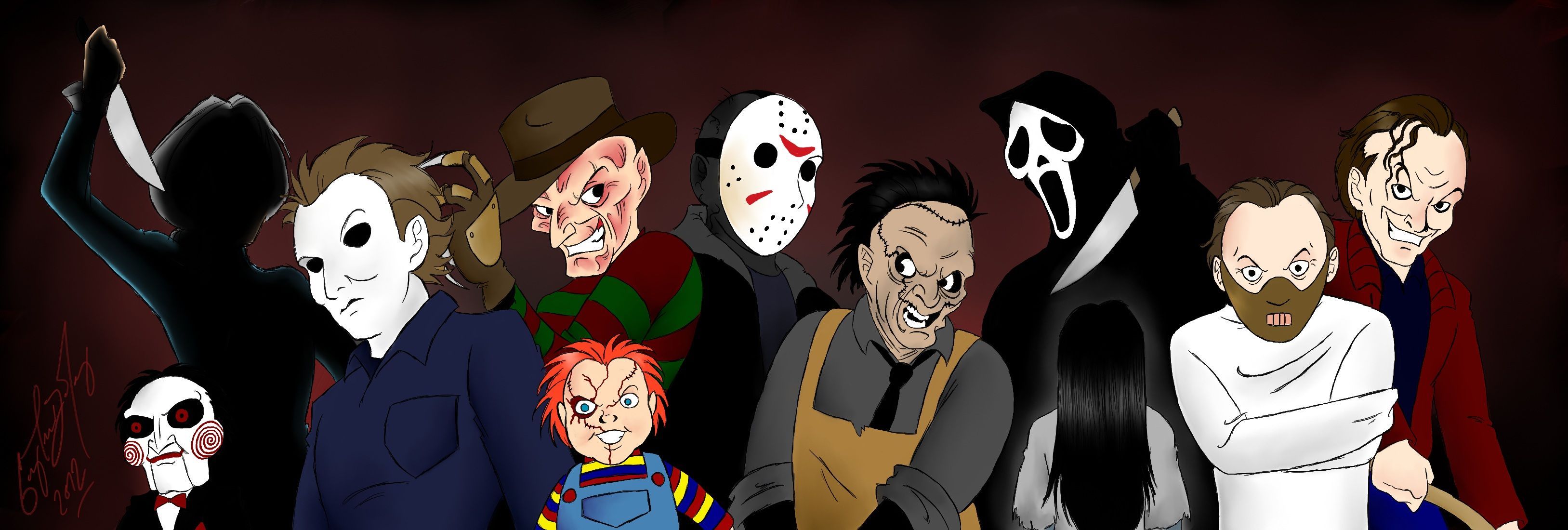 Horror Movie Characters Collage