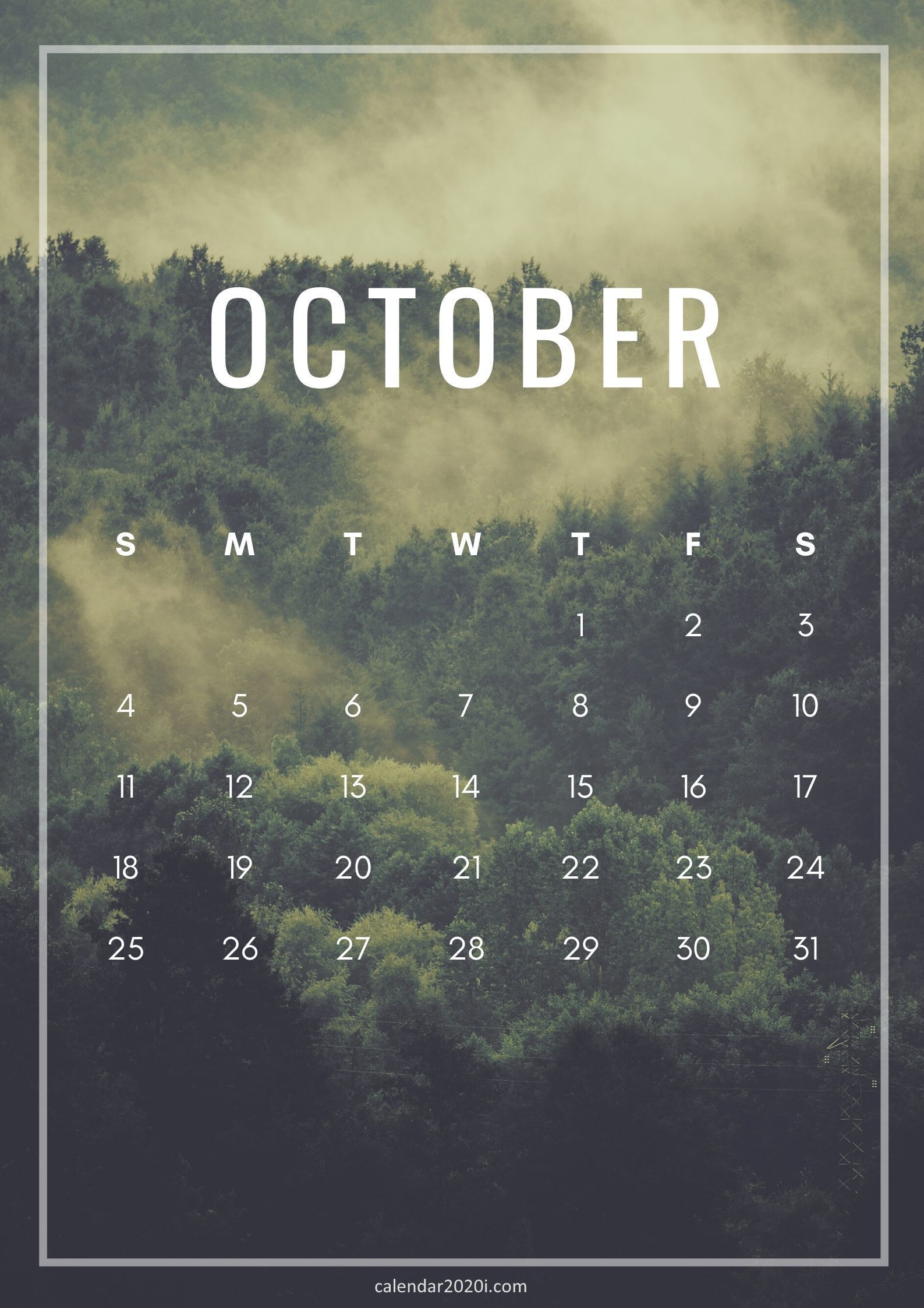 iPhone October 2020 Nature calendar wallpapers in high definition