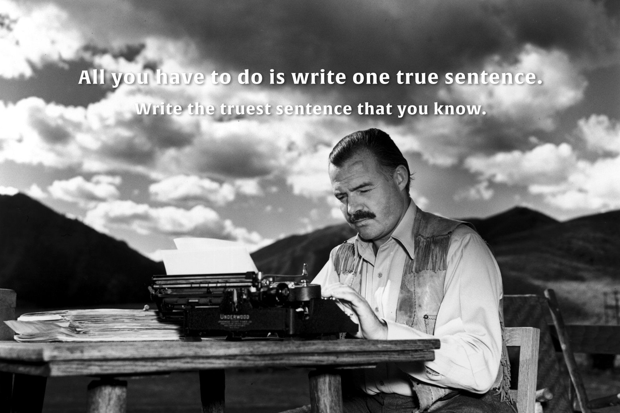 Ernest Hemingway wallpaper with a quote