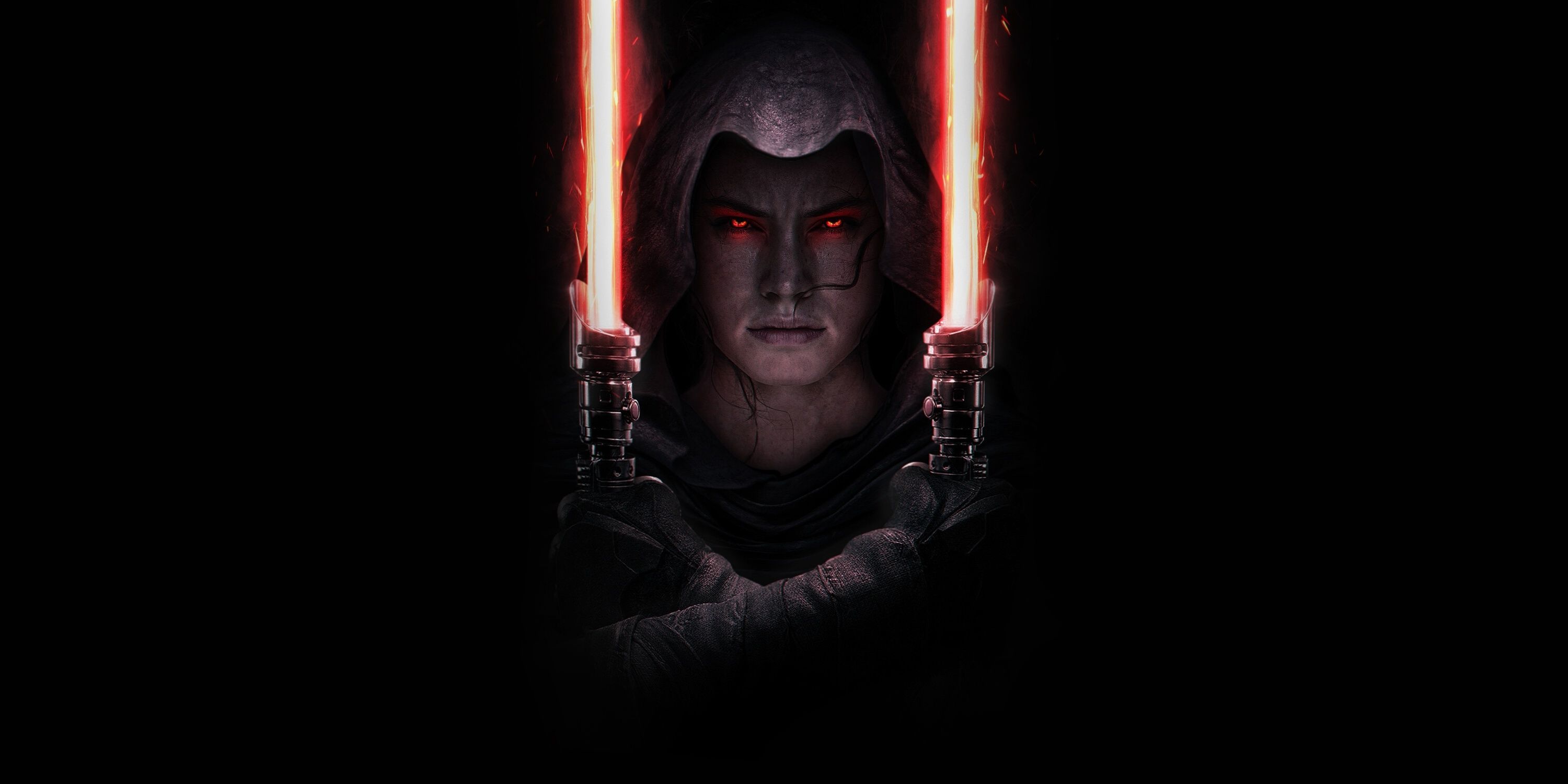 Dark Side Rey and Double Bladed Lightsaber Wallpaper, HD Movies 4K