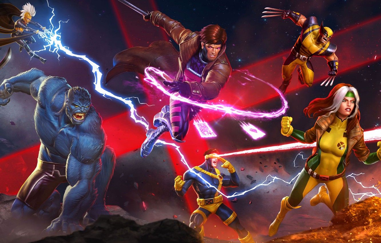 Wallpaper The game, Fire, Lightning, Card, Storm, Sword, Heroes, The storm, Wolverine, Logan, Heroes, Beast, Claws, Fire, Superheroes, Cyclops image for desktop, section игры