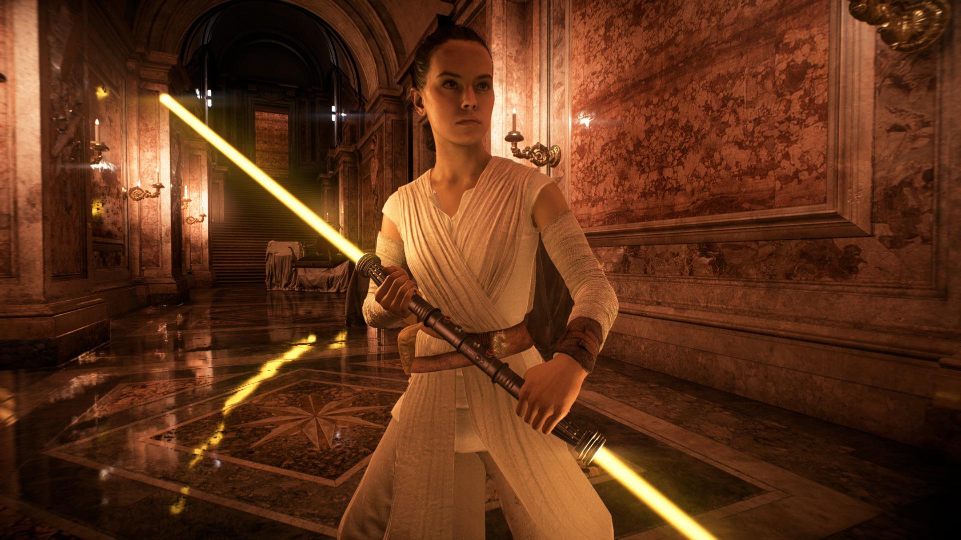 It would have been cool if Rey had a double bladed saber to match