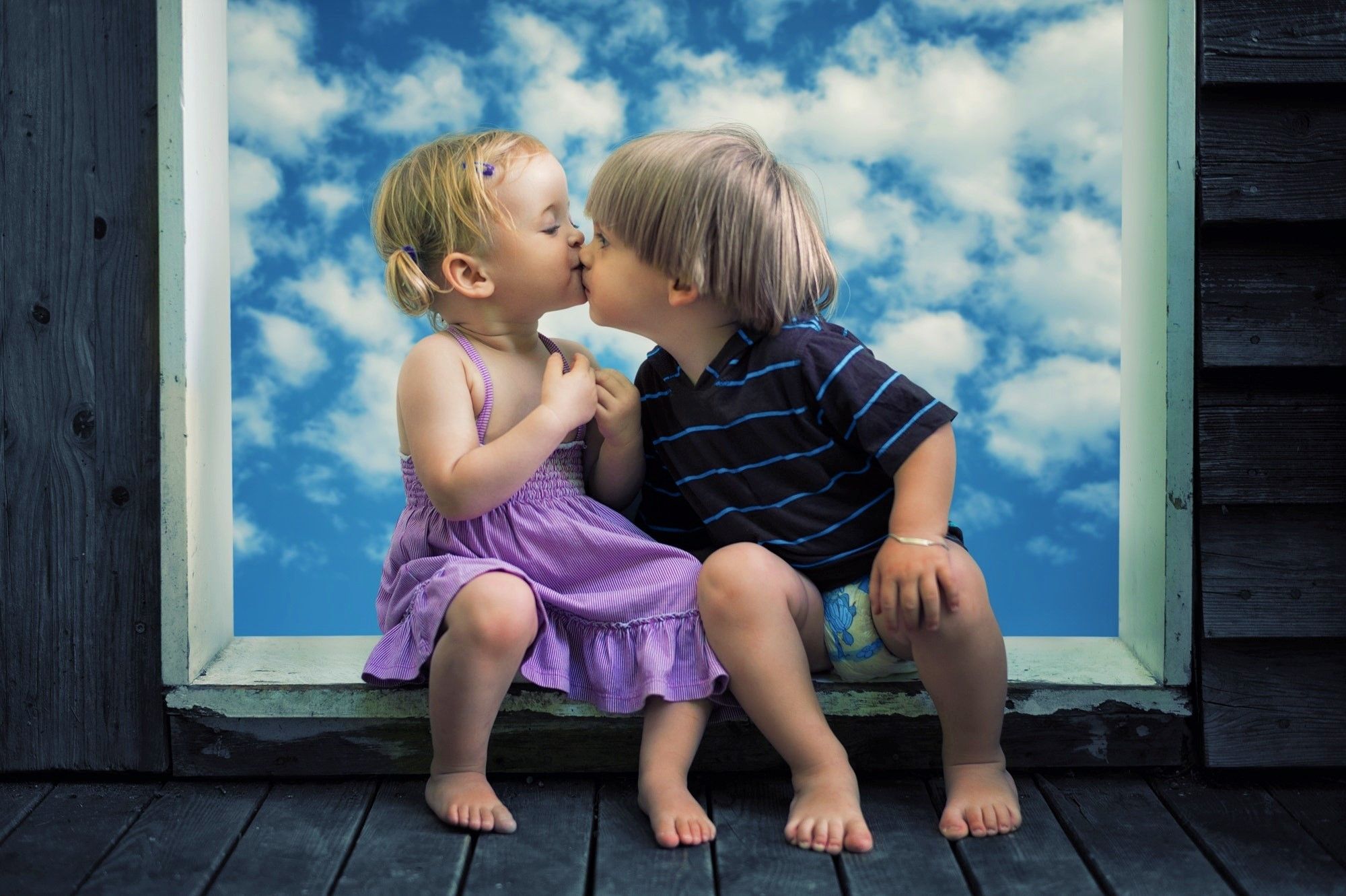 Little Boy Little Girl Cute Kiss, HD Cute, 4k Wallpaper, Image, Background, Photo and Picture