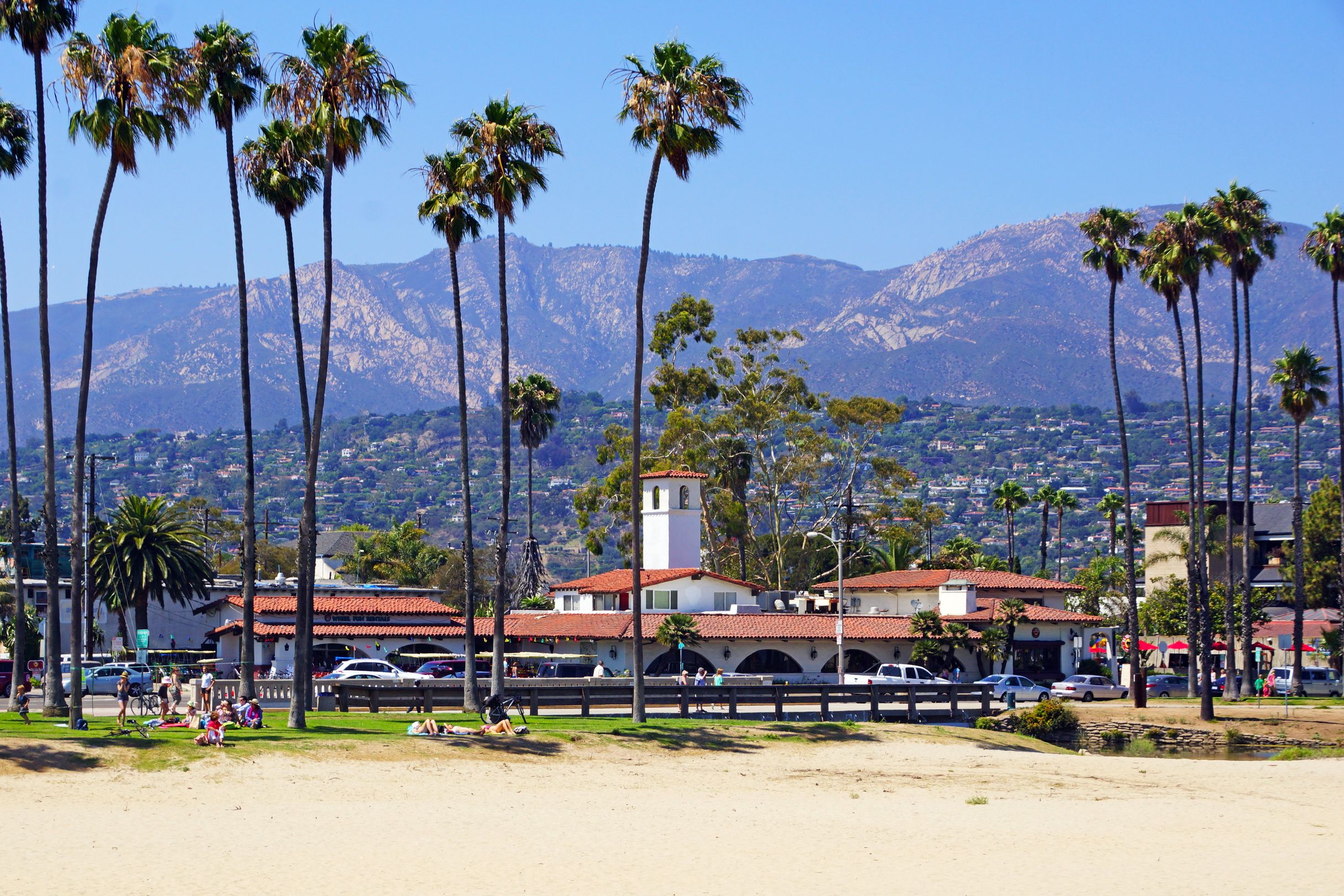 Photos California USA Santa Barbara Beach palm trees 2436x1624