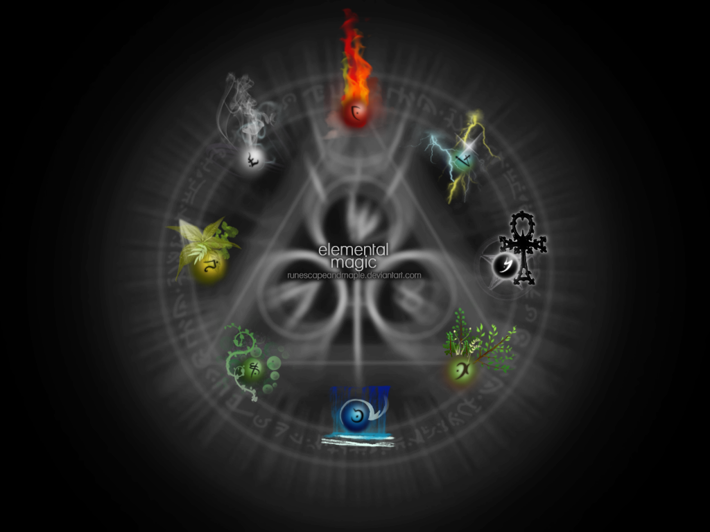 An elemental magic wallpaper featuring 8 elements! Sorry, only