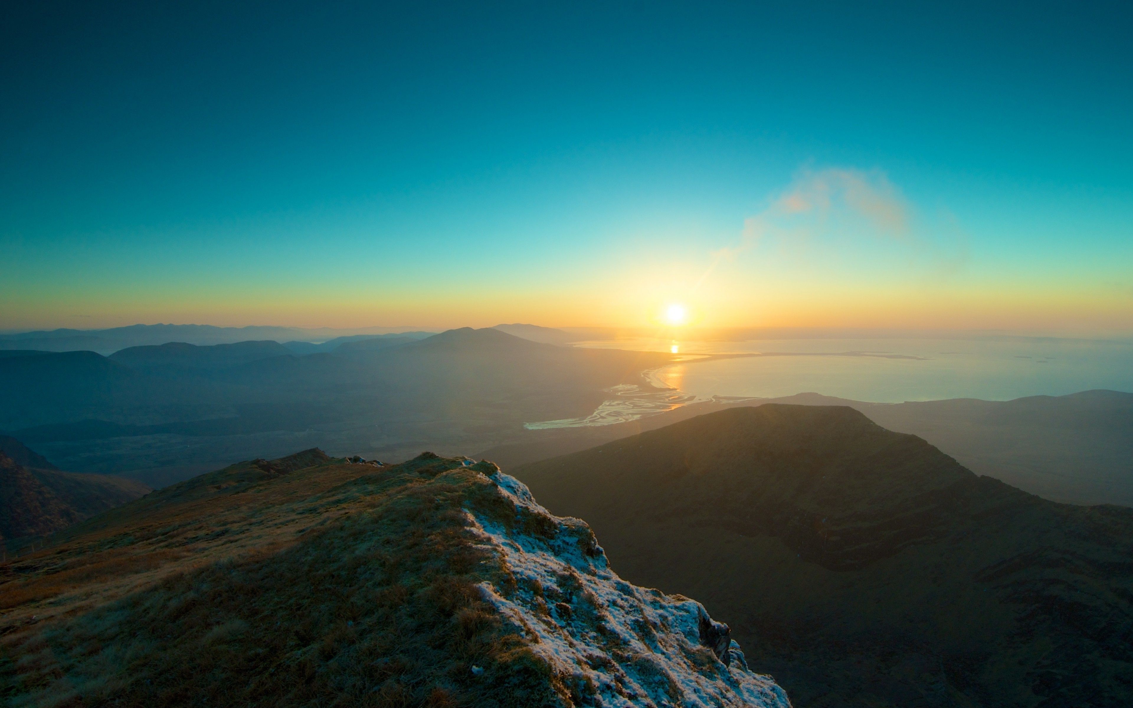 landscape, Mountain, Sunrise, Lake, Horizon Wallpaper HD