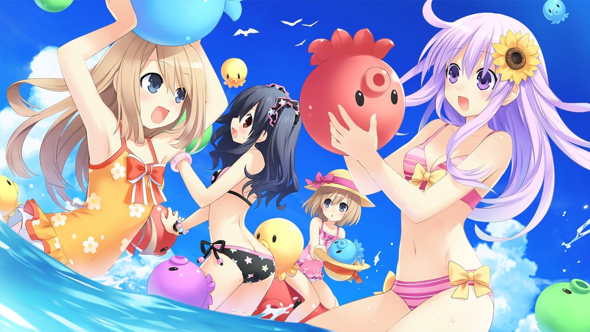 Anime Girls On The Beach HD Wallpaperx1080