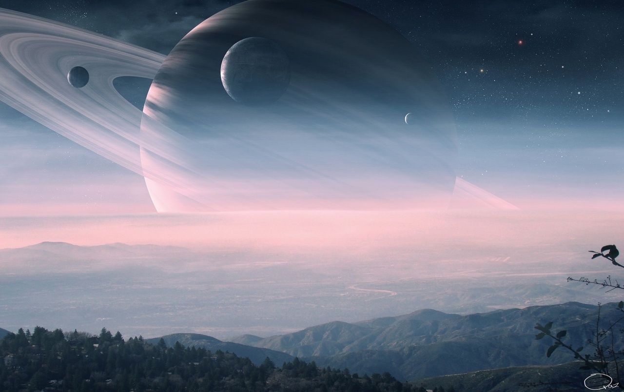 Digital Saturn Landscape wallpaper. Digital Saturn Landscape