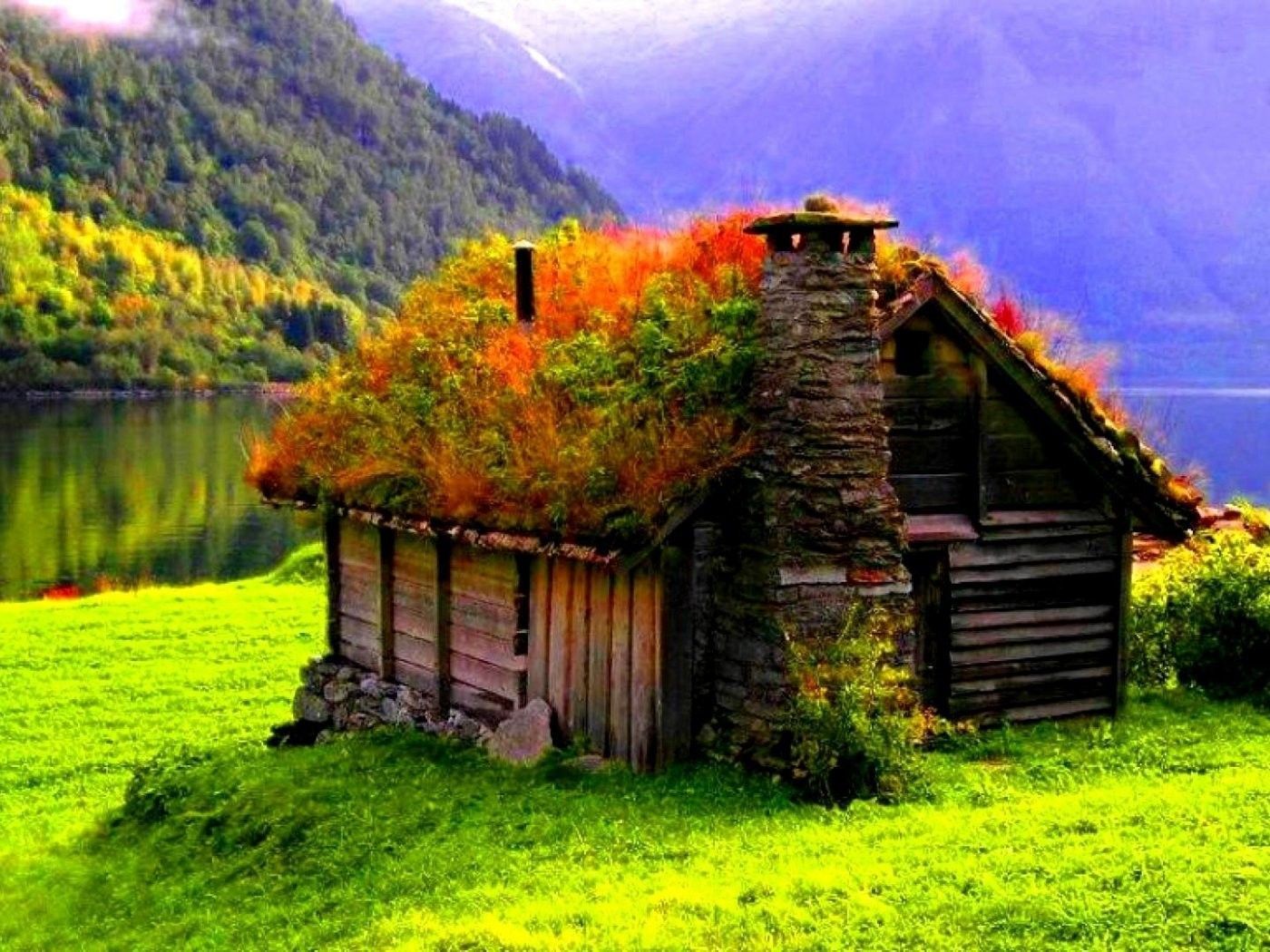 Small cottage in the middle of the beautiful nature. Beautiful