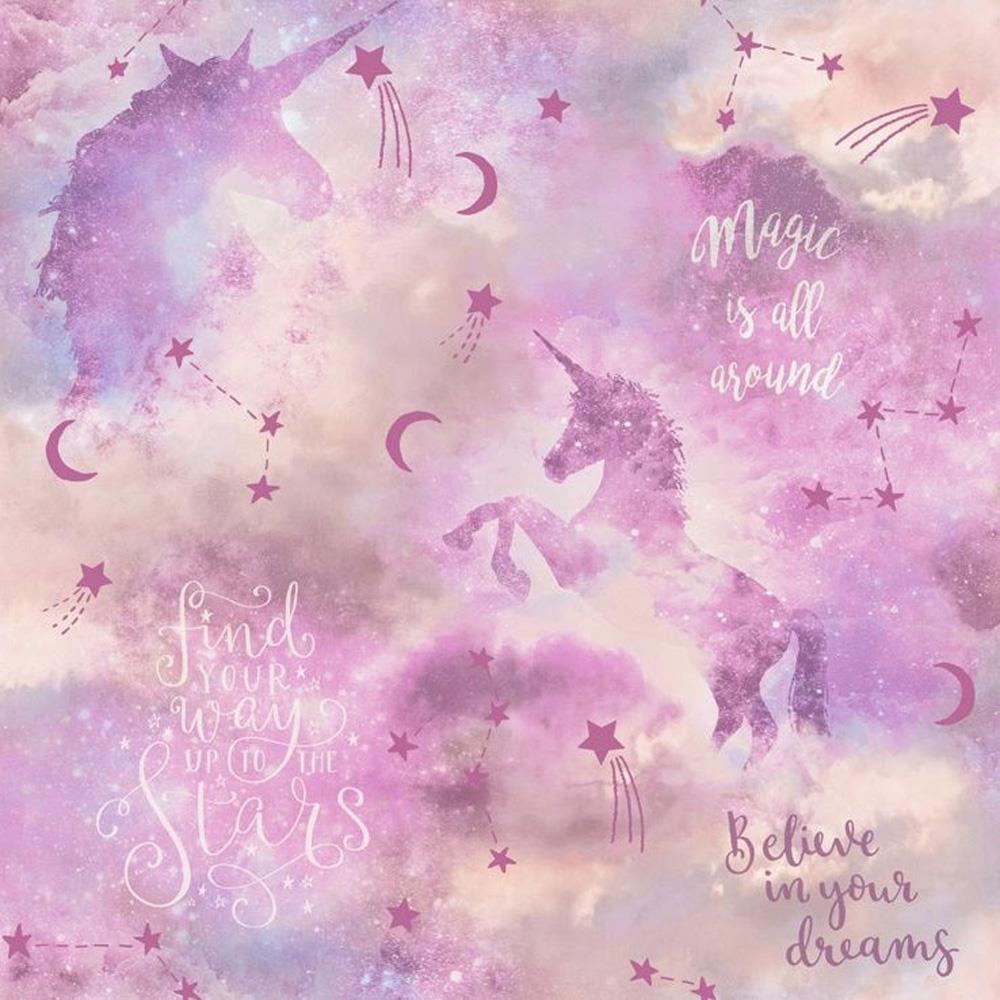 Arthouse Glitter Unicorn Wallpaper Blush Pink Stars Shimmer