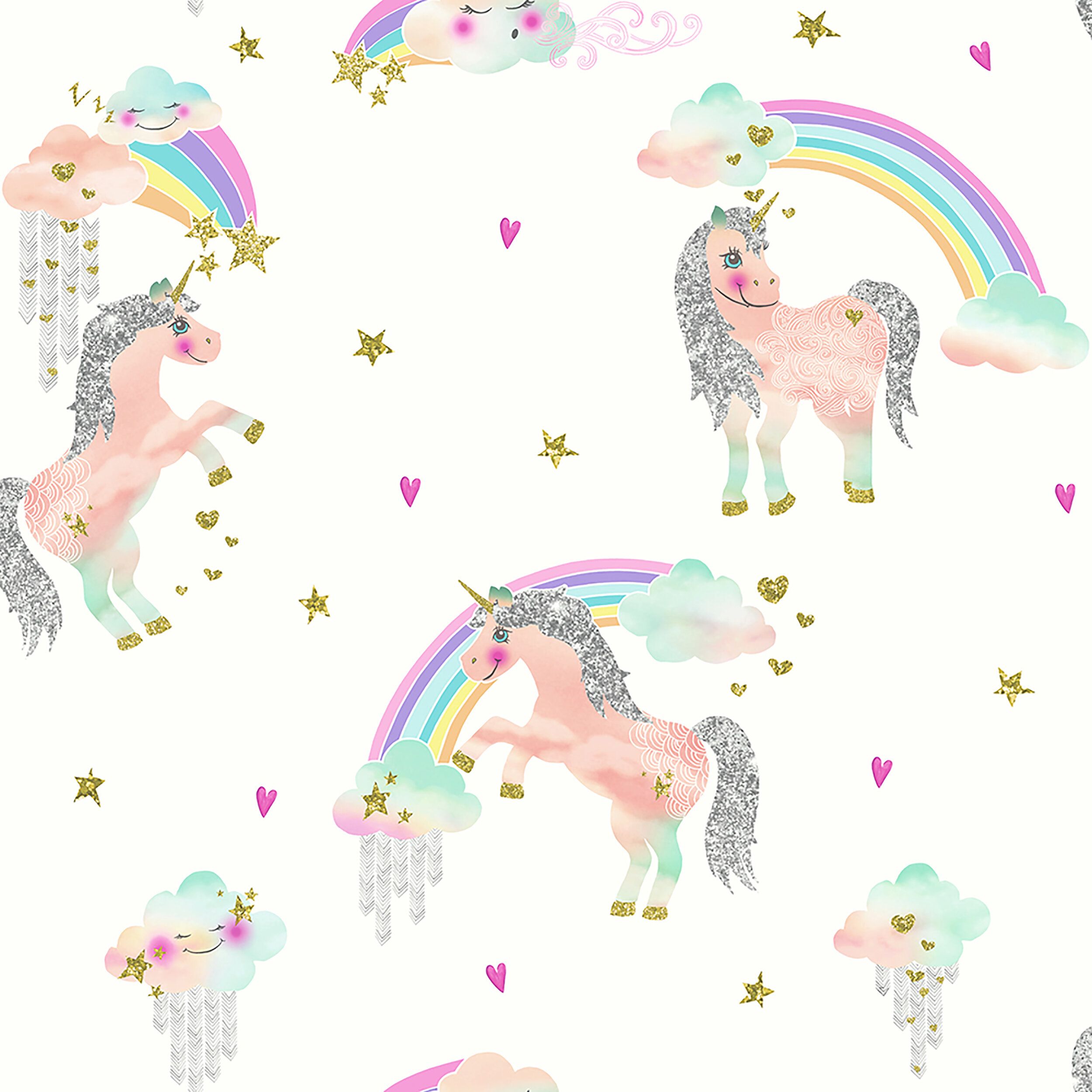 Harriet Bee Deatsville Rainbow Unicorn 31.5' x 21.5 Glitter
