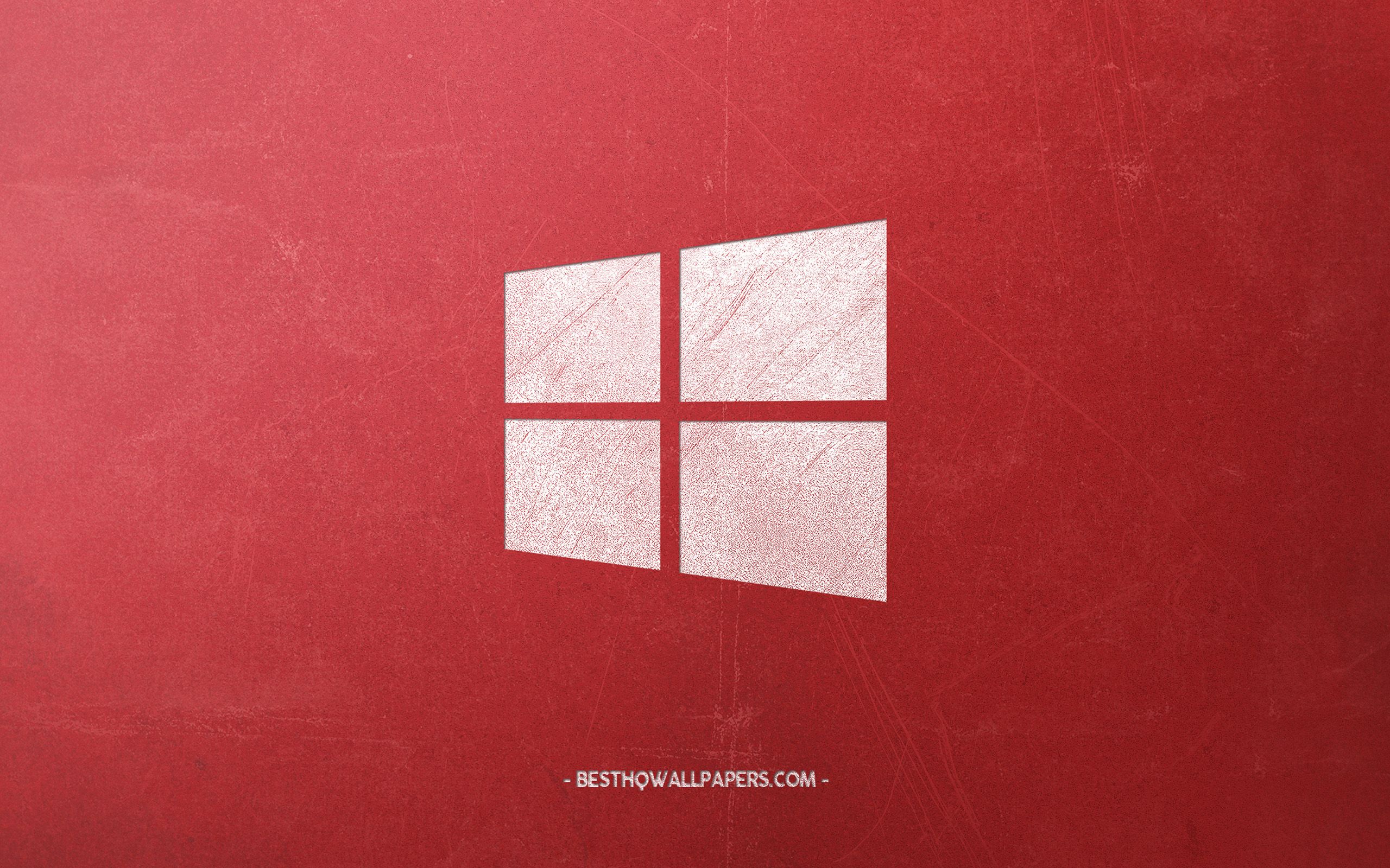 Download wallpaper Windows 10, logo, red retro background, emblem
