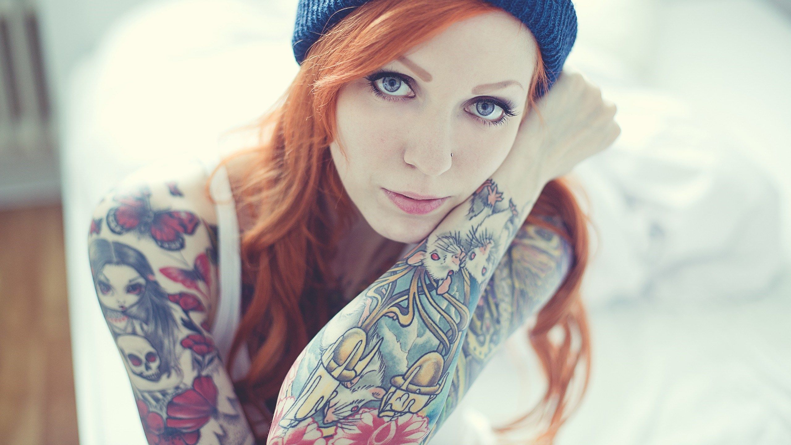 Redhead Girl Tattoos wallpaperx1440
