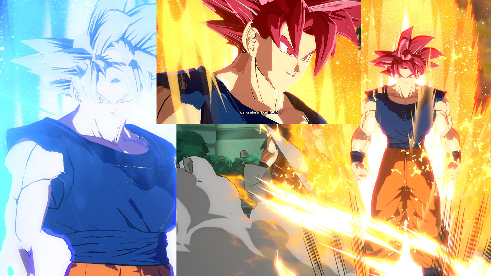 Goku UI and SSG Damaged Blue Shirt [Dragon Ball FighterZ] [Skin Mods]