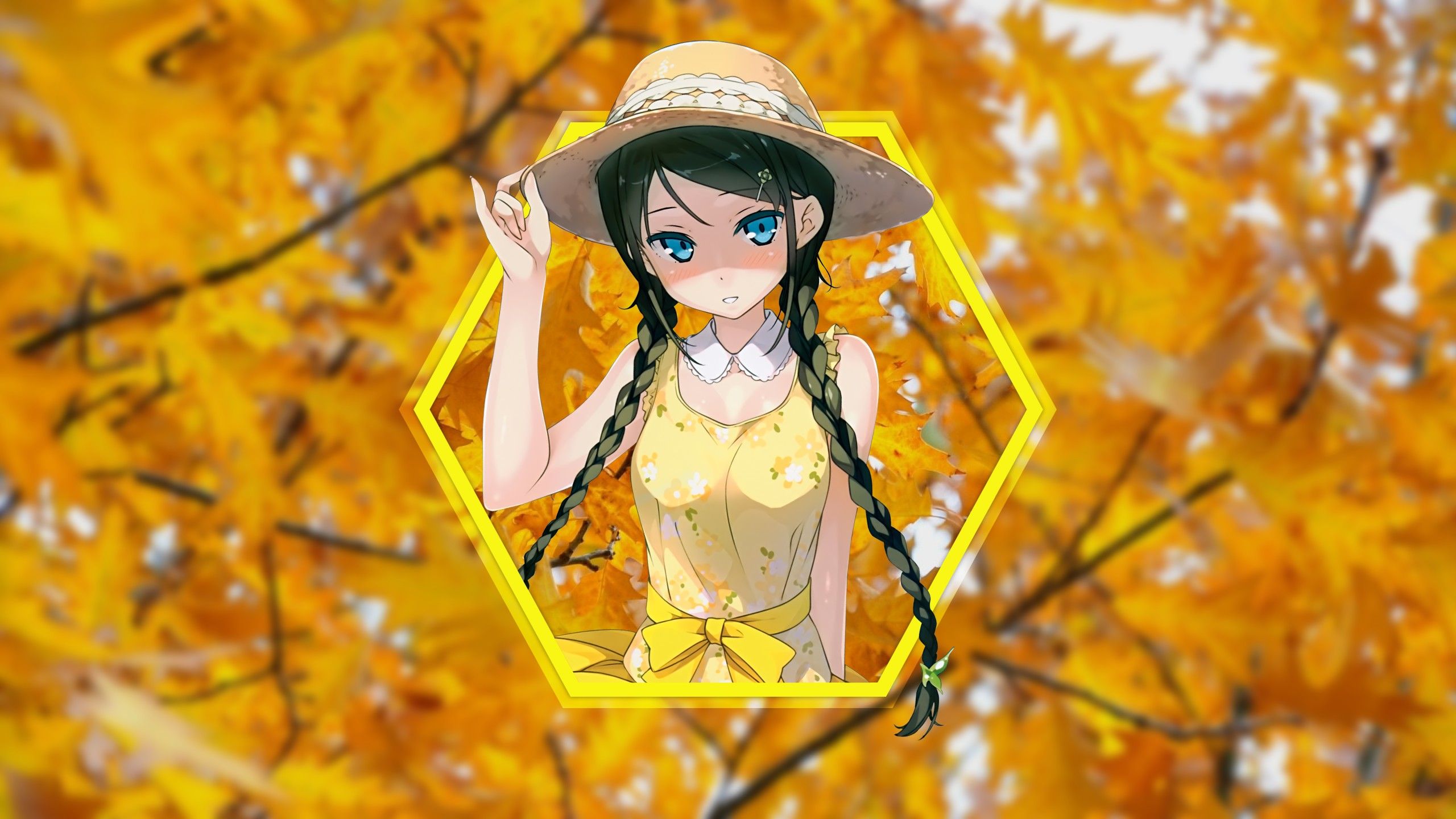 Kantoku, Yellow dress, Geometry, Shapes, Anime girls Wallpaper HD