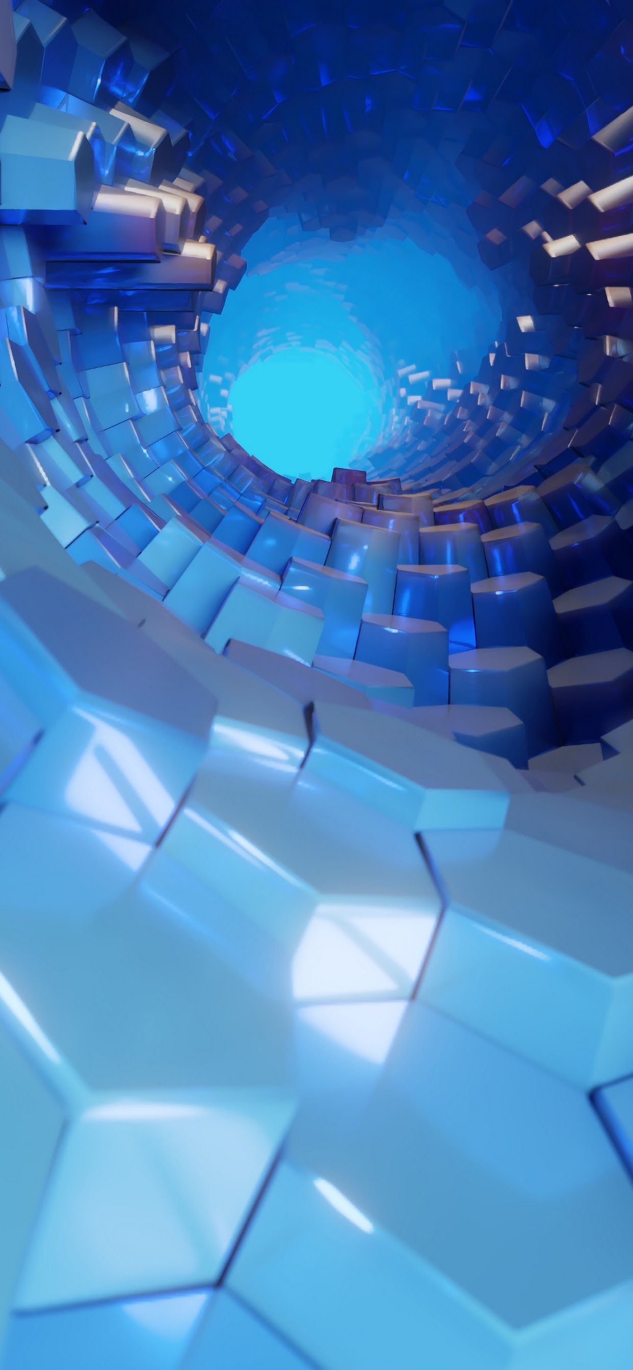 Hexagon 3D Blue Abstract 4K Wallpapers