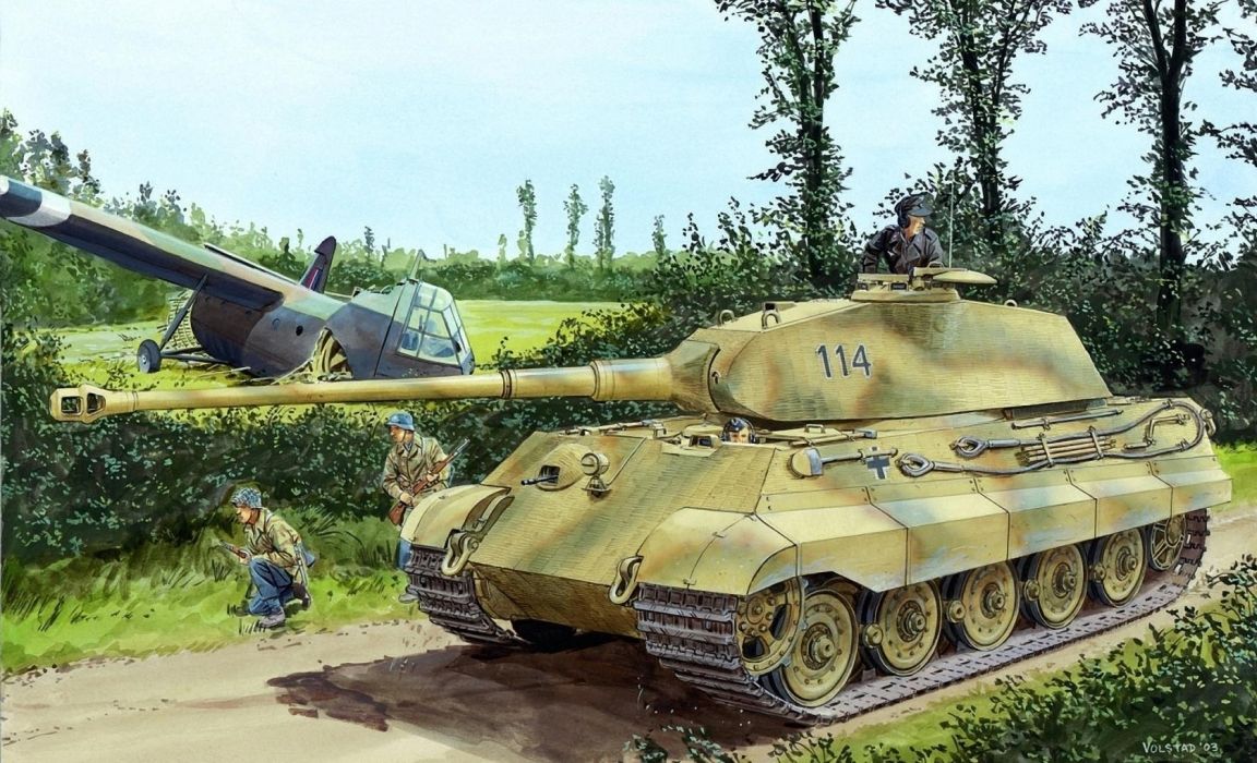 Painting Art Tanks PzKpfw VI Ausf B Tiger II Army wallpaper