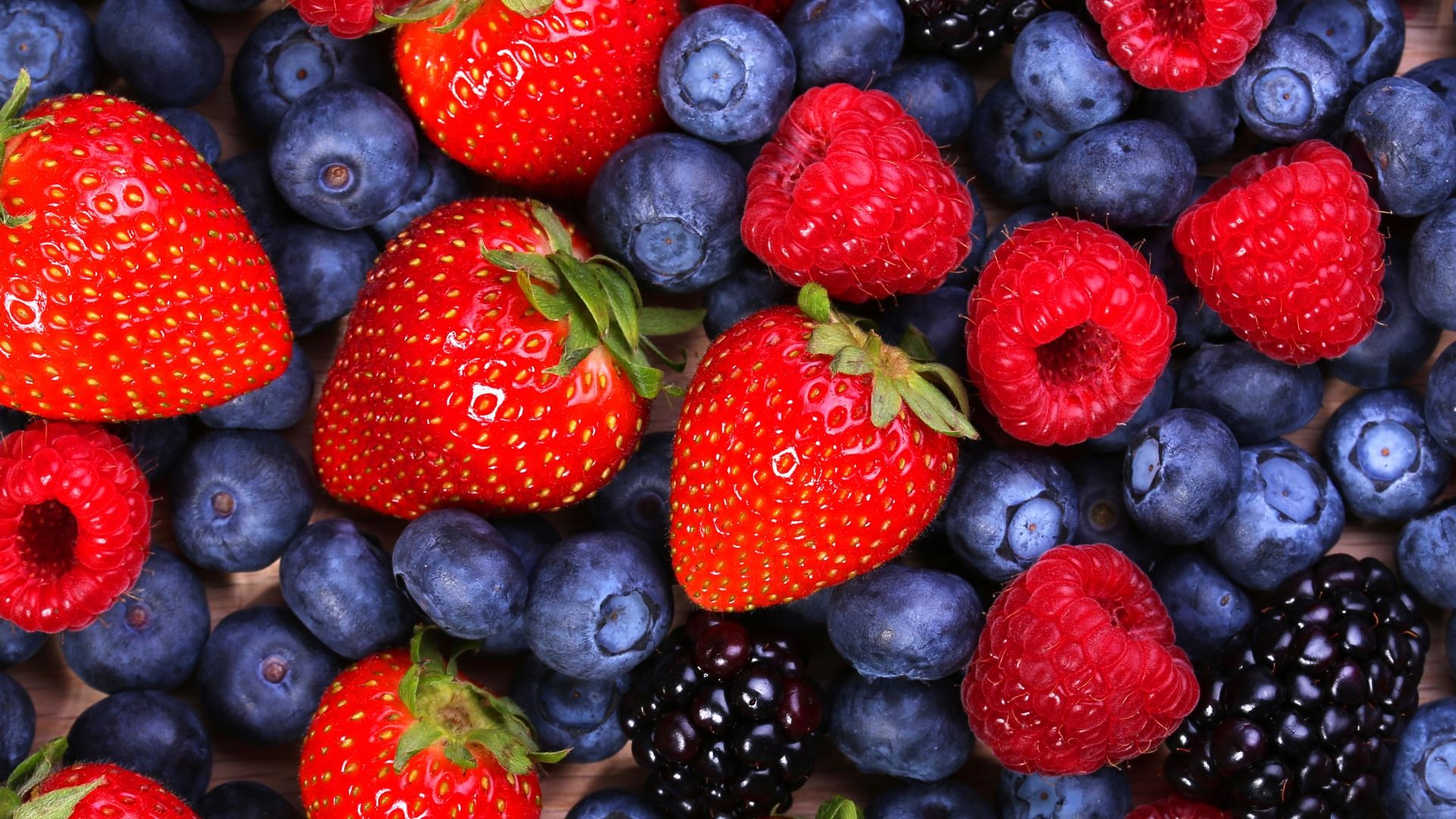 Strawberry, blueberry, fruit, gourmet, desktop wallpaper