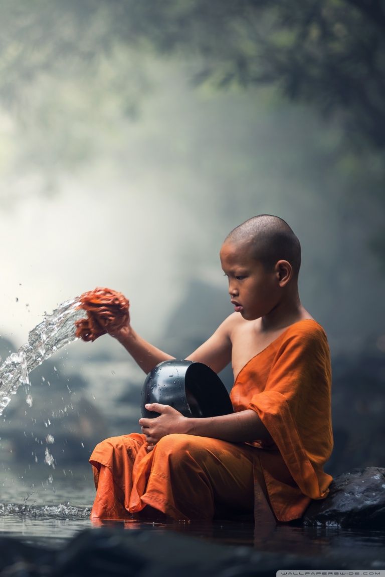 Children Buddhist Monks Ultra HD Desktop Background Wallpaper