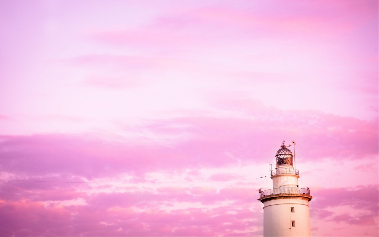 Download wallpaper 1280x800 lighthouse, clouds, sky, pink
