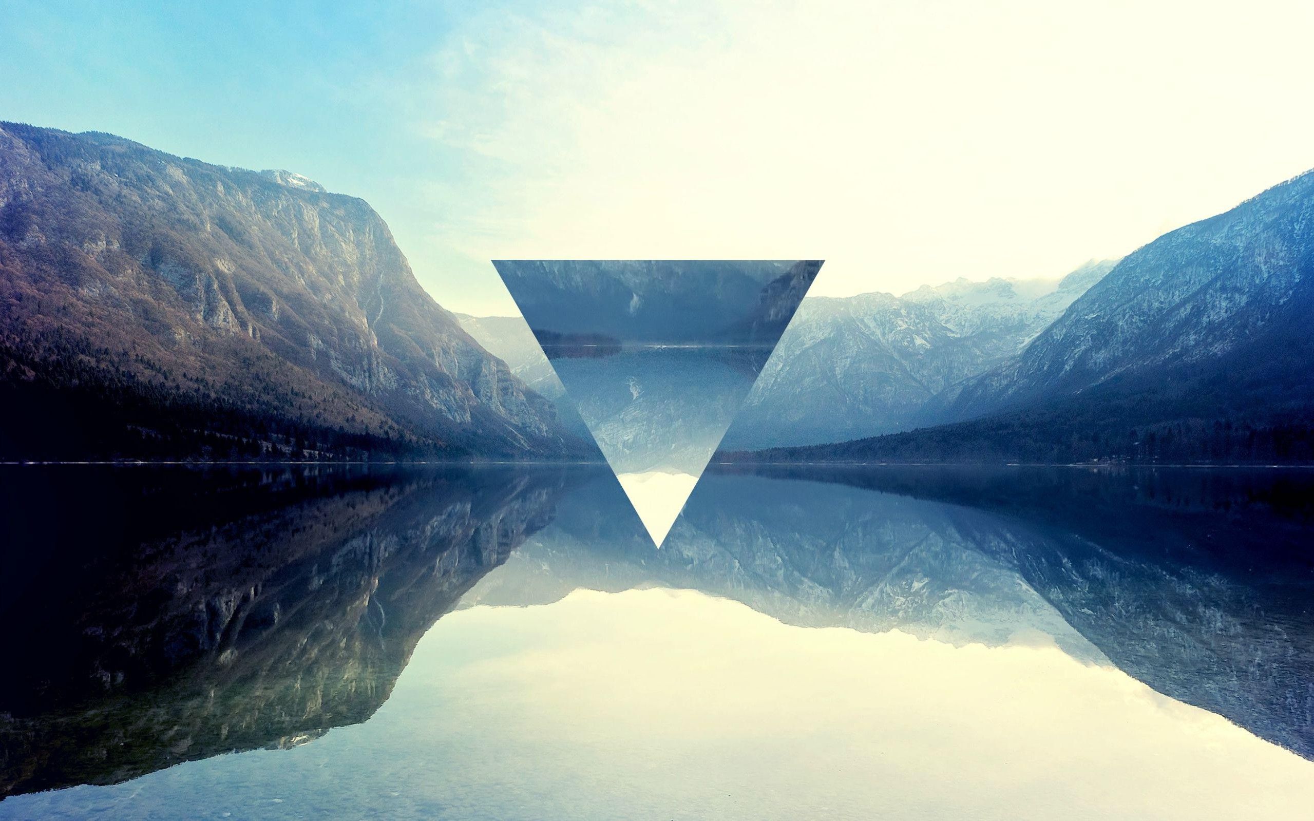 triangle, Polyscape, Mountain, Lake, Reflection Wallpaper HD