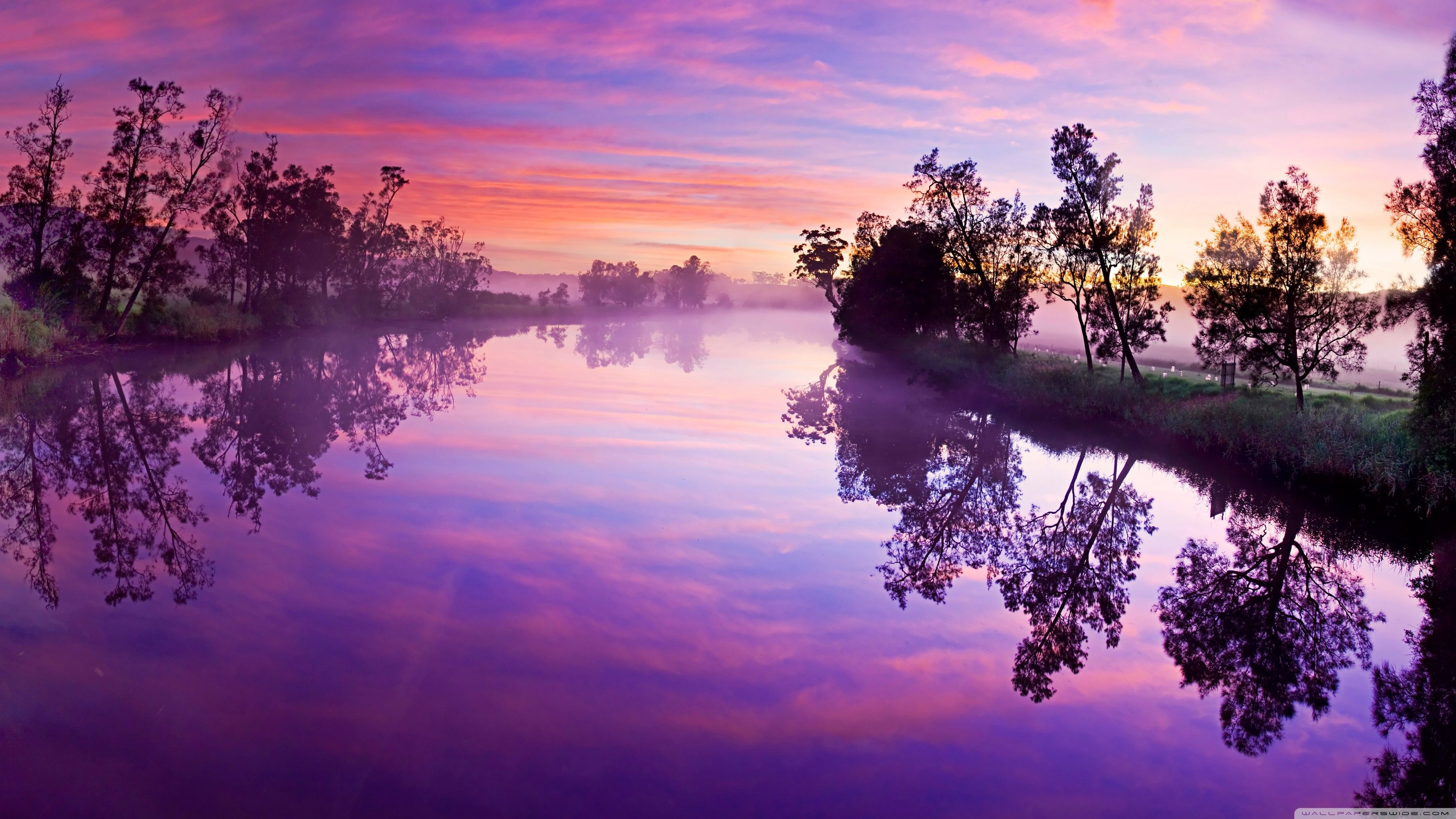 Purple River Reflection Ultra HD Desktop Background Wallpaper