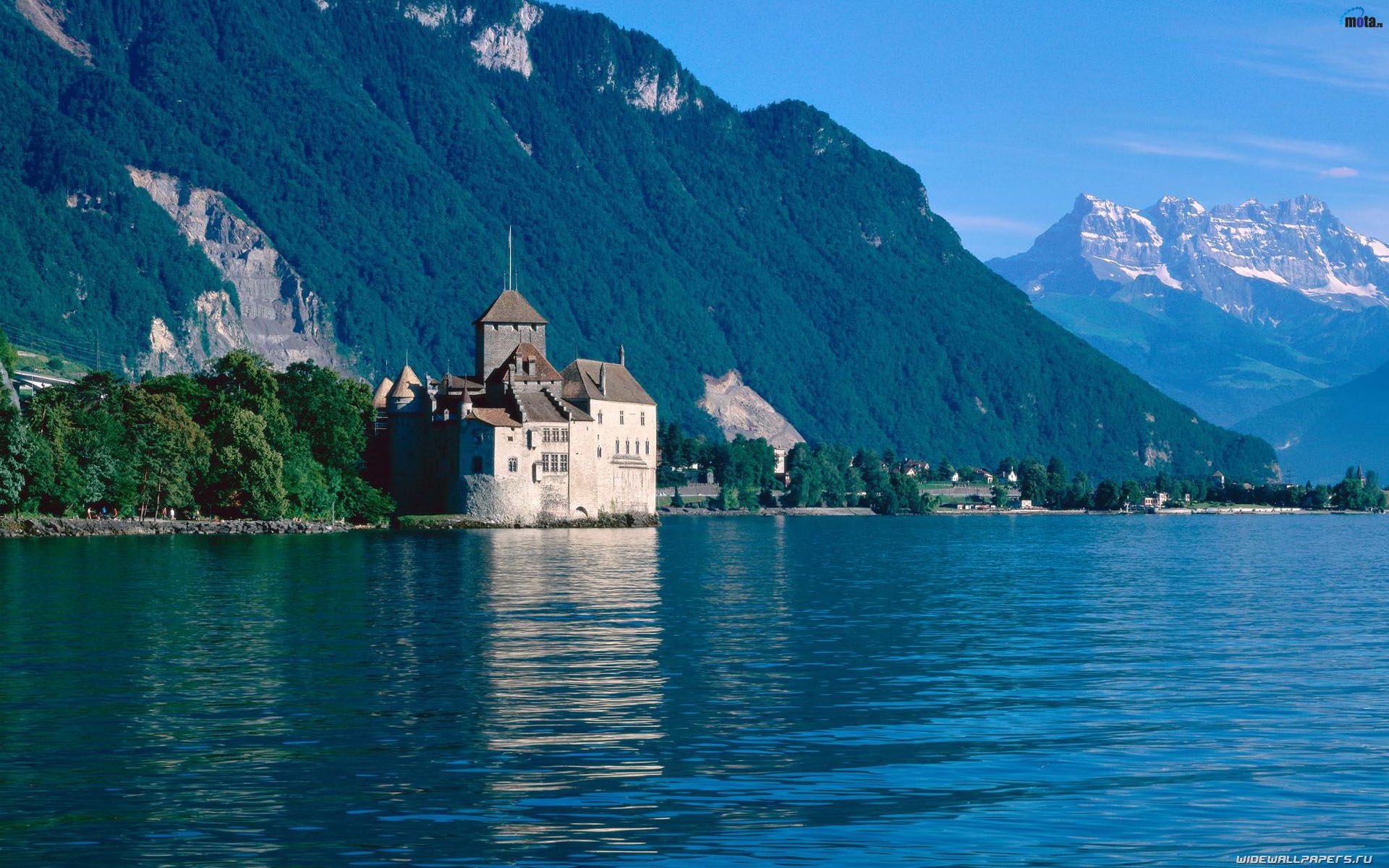 Download Wallpaper lake castle montreux chillon switzerland