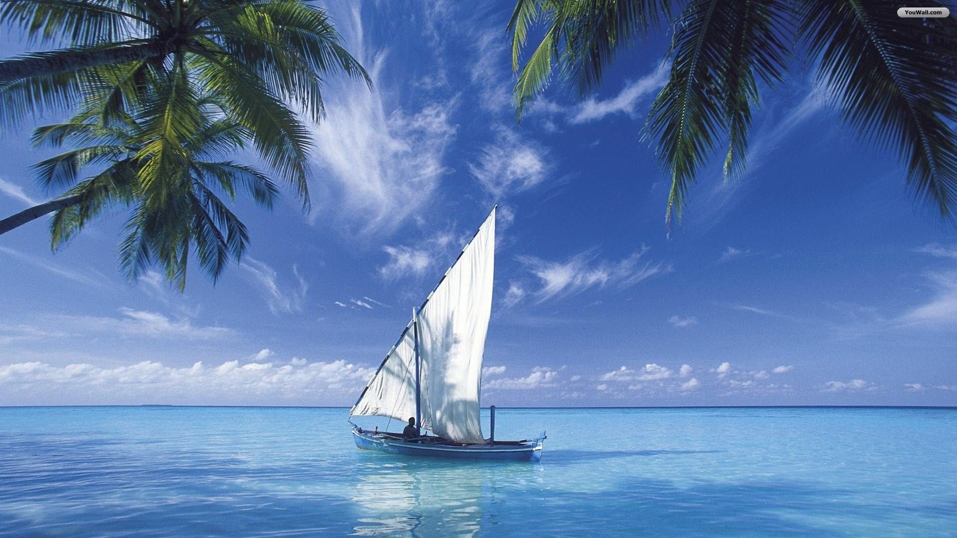 Boat On The Blue Sea Wallpaper HD Wallpaper HD Download Free