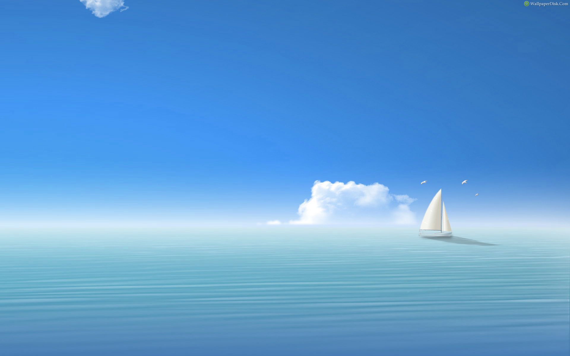 Vast Blue Sea. Ocean Wallpaper, Ocean Sky, Boat Illustration