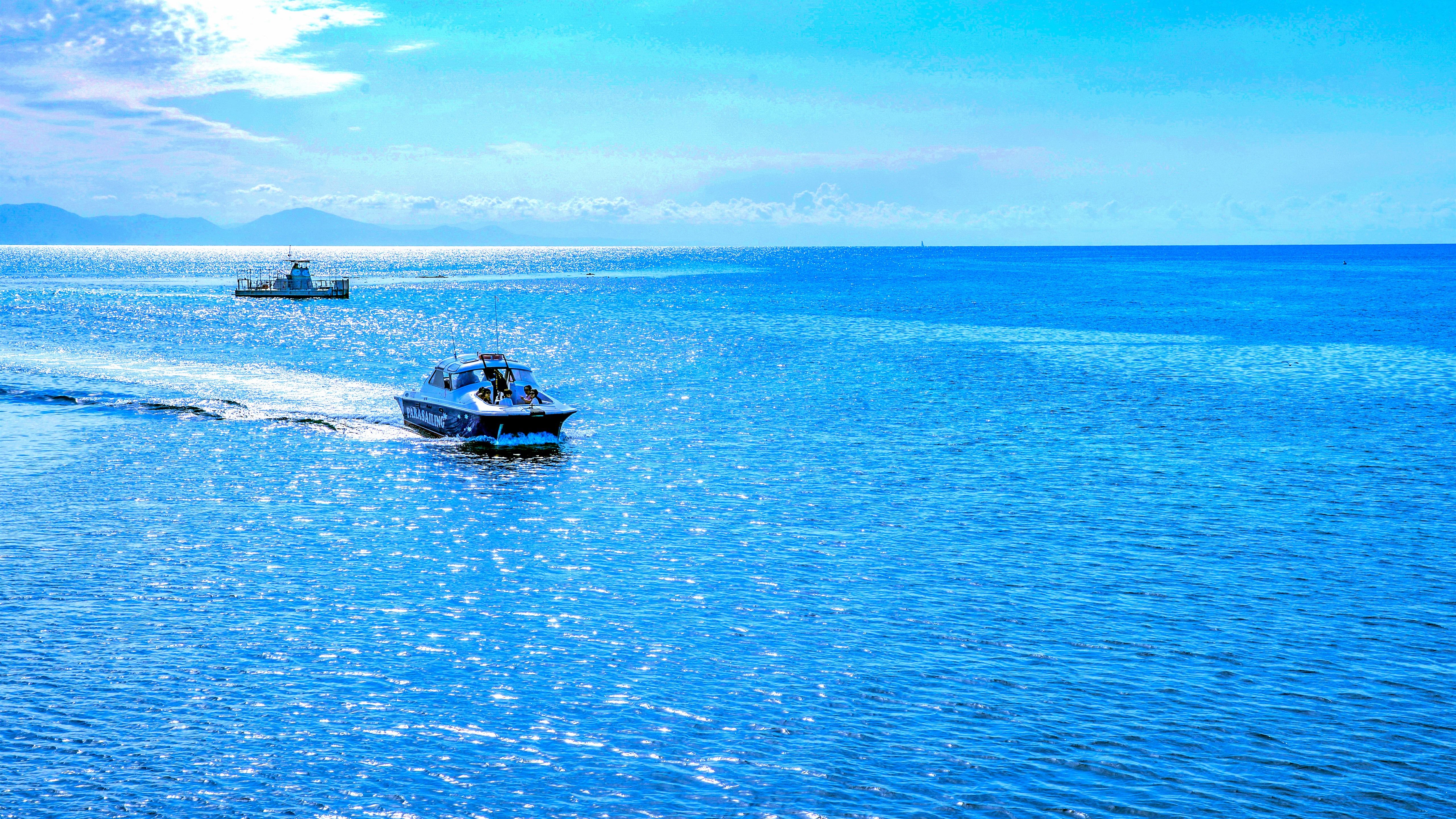 Wallpaper Australia, beautiful blue sea, boat 5120x2880 UHD 5K