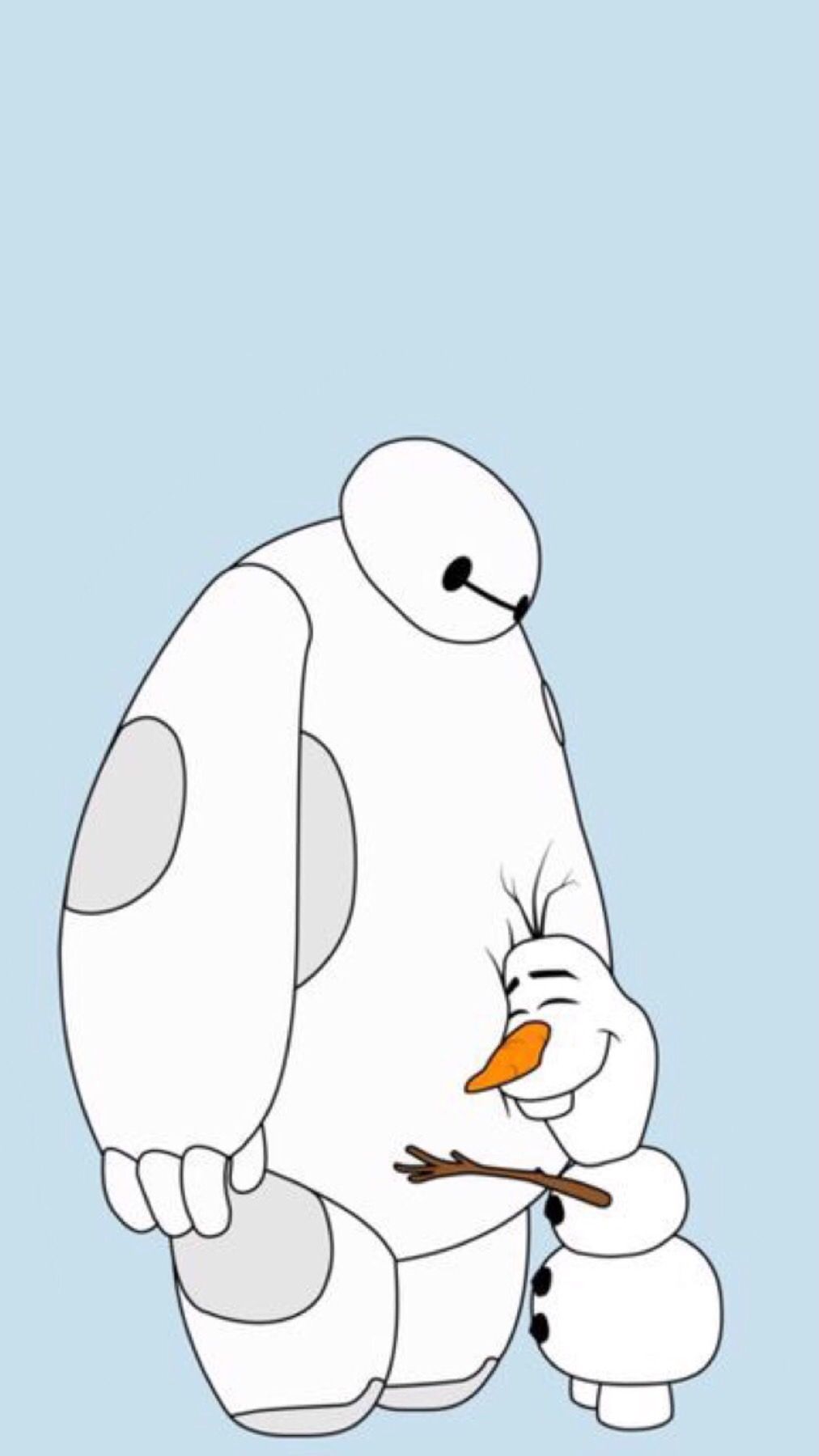 Baymax & Olaf.. phone wallpaper.. The drawing of the two of them