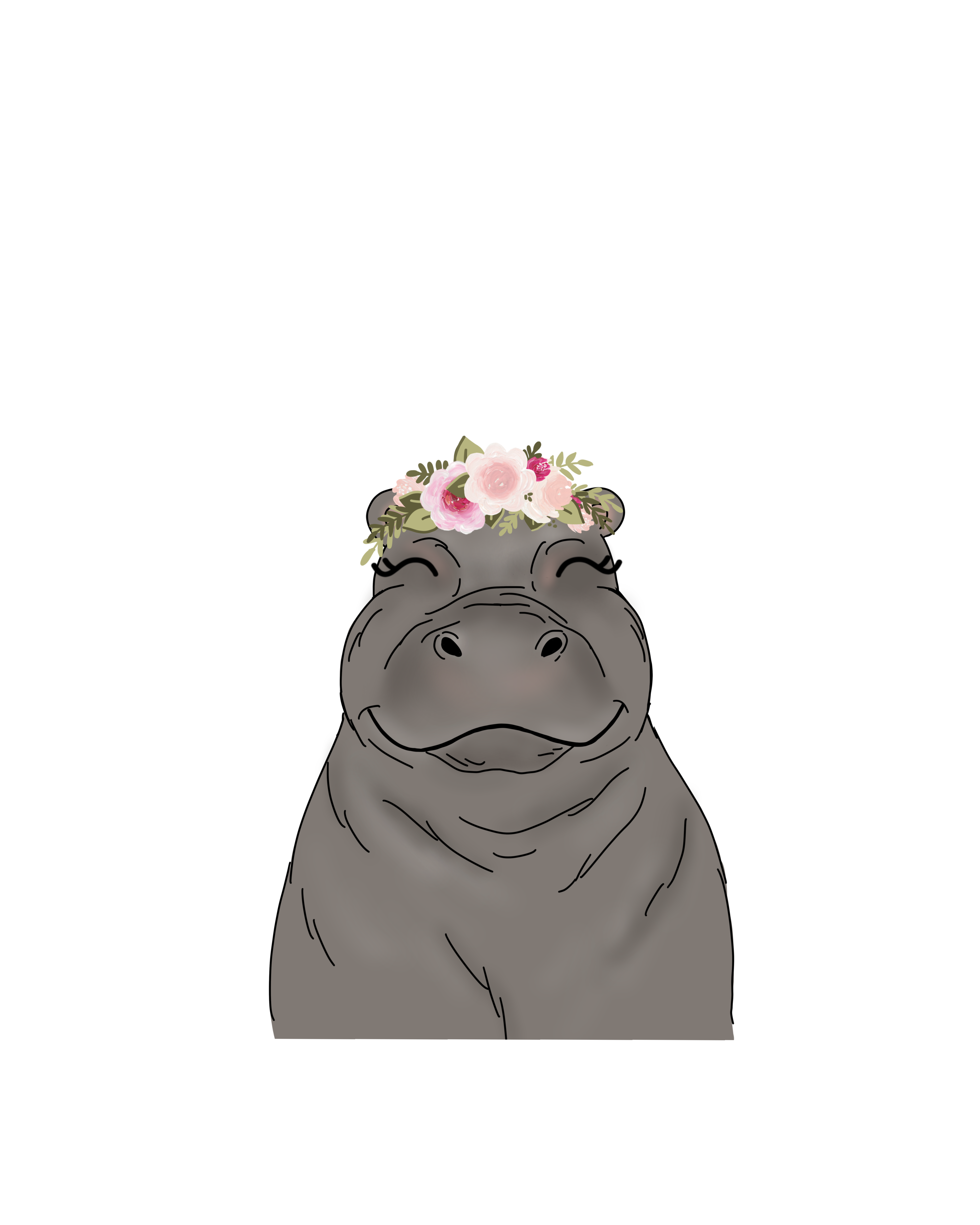 Hippo #Floral #Crown. #Casetify #iPhone #Art #Design #Animals