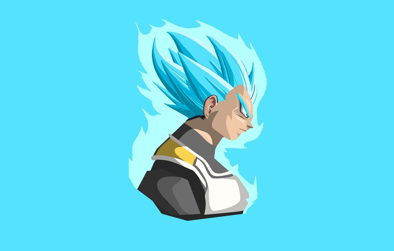 Wallpaper minimalism, guy, blue background, Dragon Ball