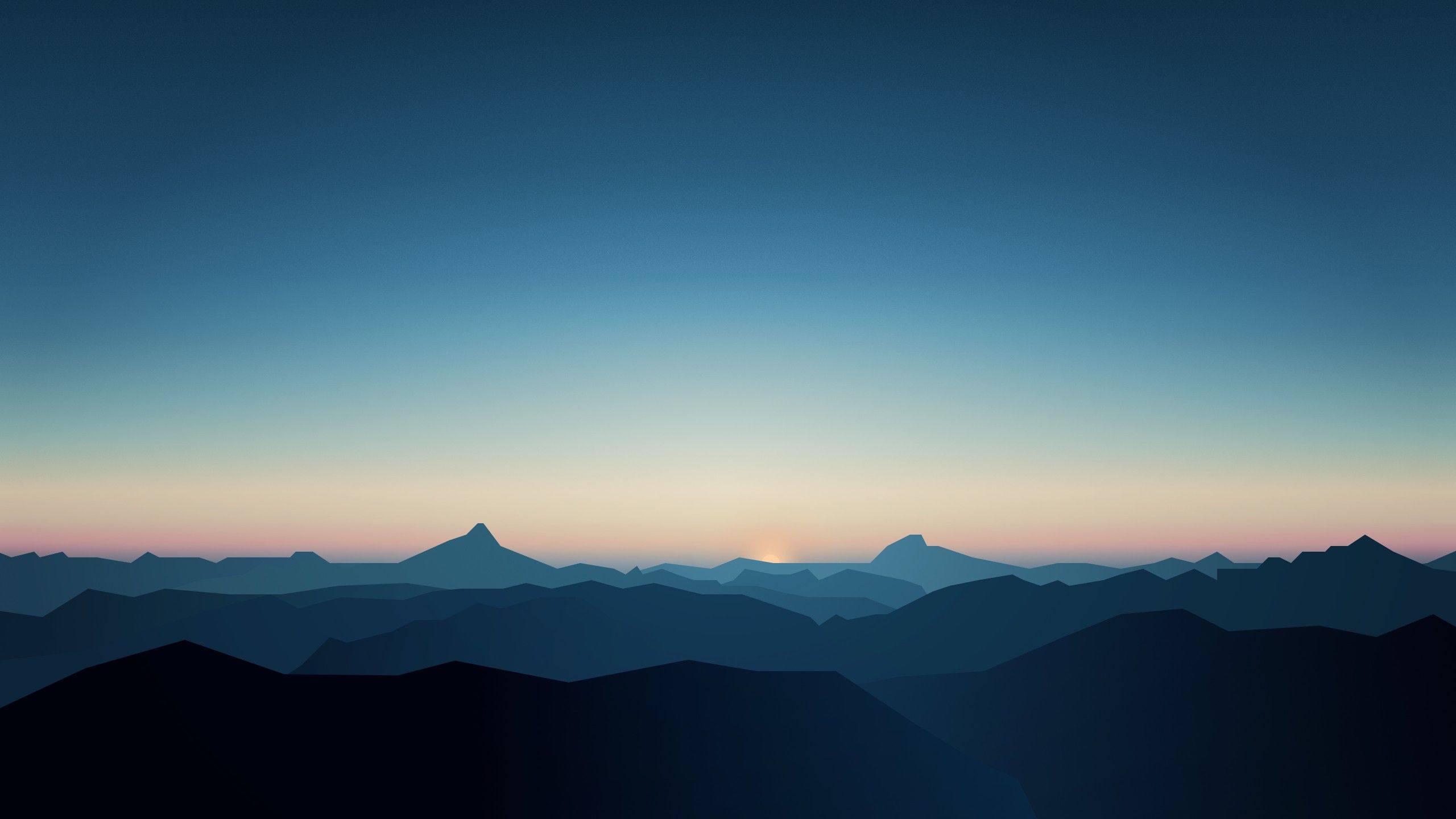 Wallpaper Mountains, Minimal, CGI, Sunrise, Dark, 5K, Creative