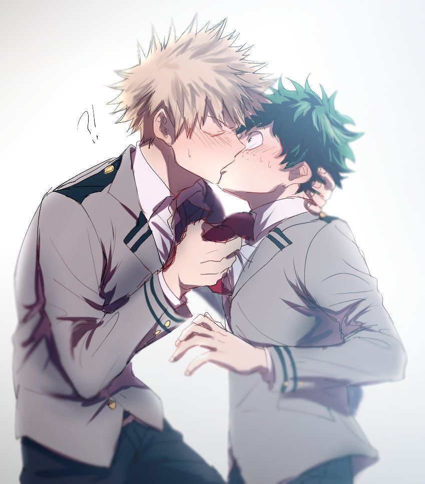 Bakugo and deku kissing