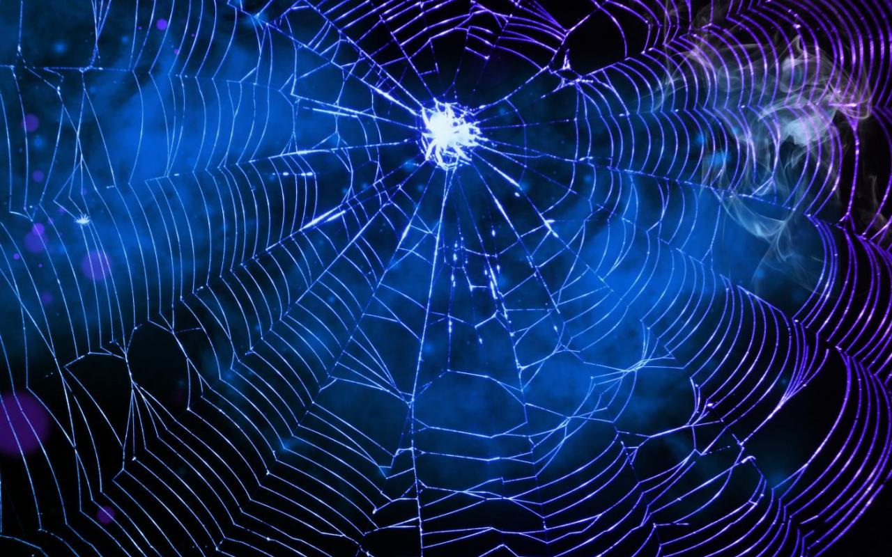 Superhero Spider-Man posing in a spider web 8K wallpaper download