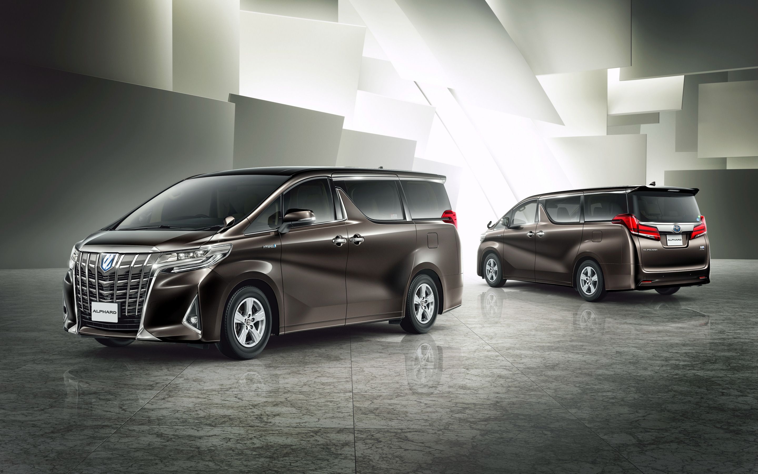 Download wallpapers Toyota Alphard, 2020, exterior, luxury minibus, front view, new brown Alphard, japanese cars, Toyota for desktop with resolution 2880x1800. High Quality HD pictures wallpapers