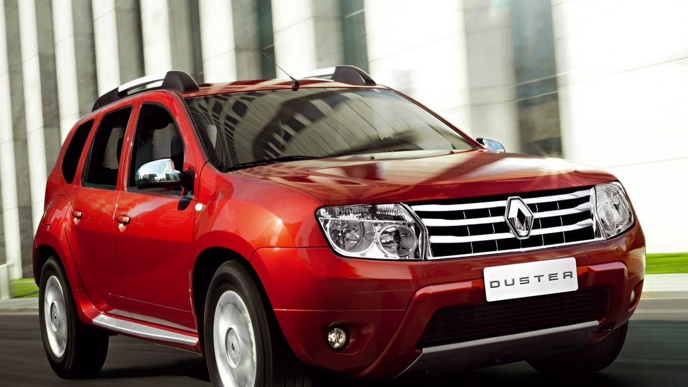 Download wallpaper 1366x768 renault duster, auto, red, 2014, new