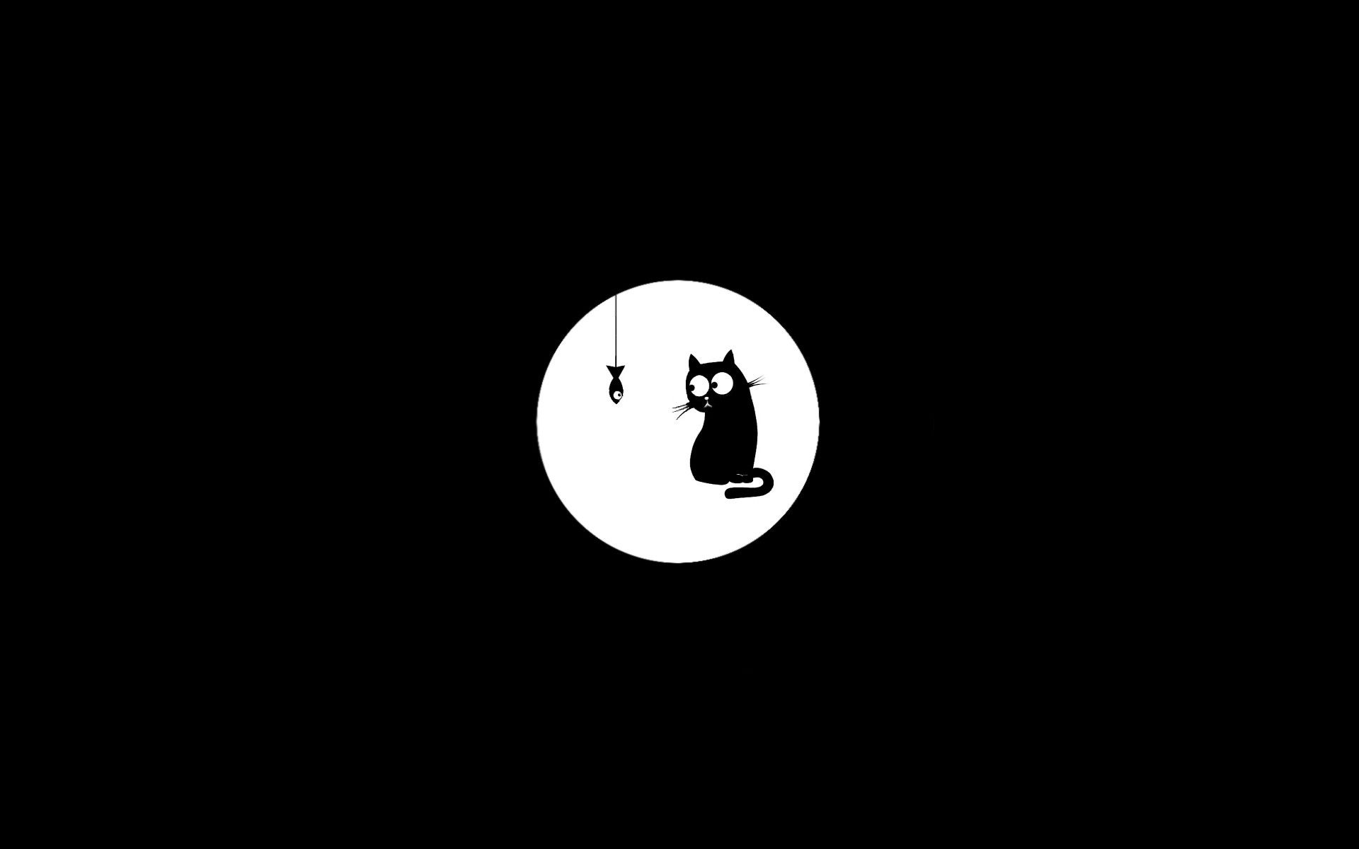 Minimalistic monochrome black background cats (drawn) wallpaper