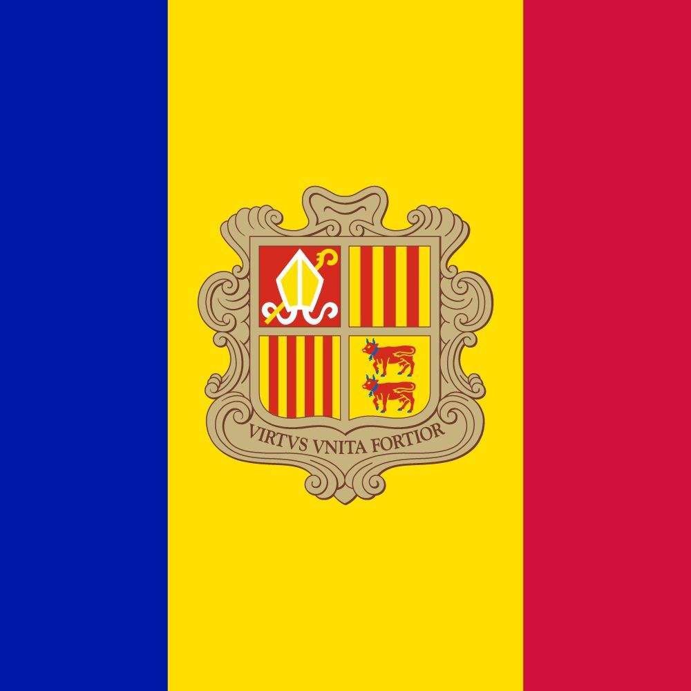 Flag of Andorra image and meaning Andorran flag