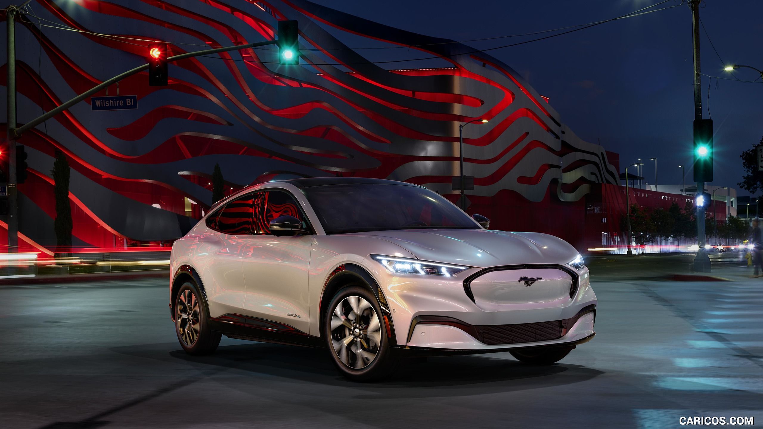 Ford Mustang Mach E Electric SUV Three Quarter. HD