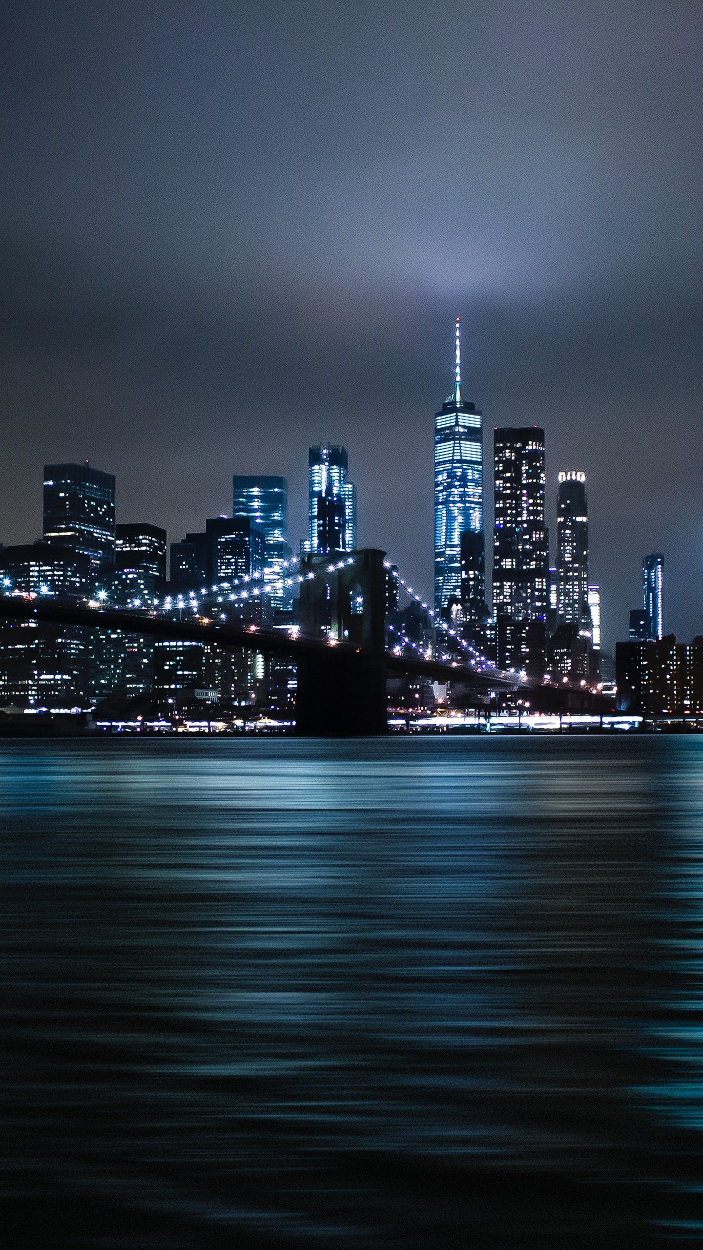 New York City Night Lights Brooklyn Bridge 5K Wallpaper