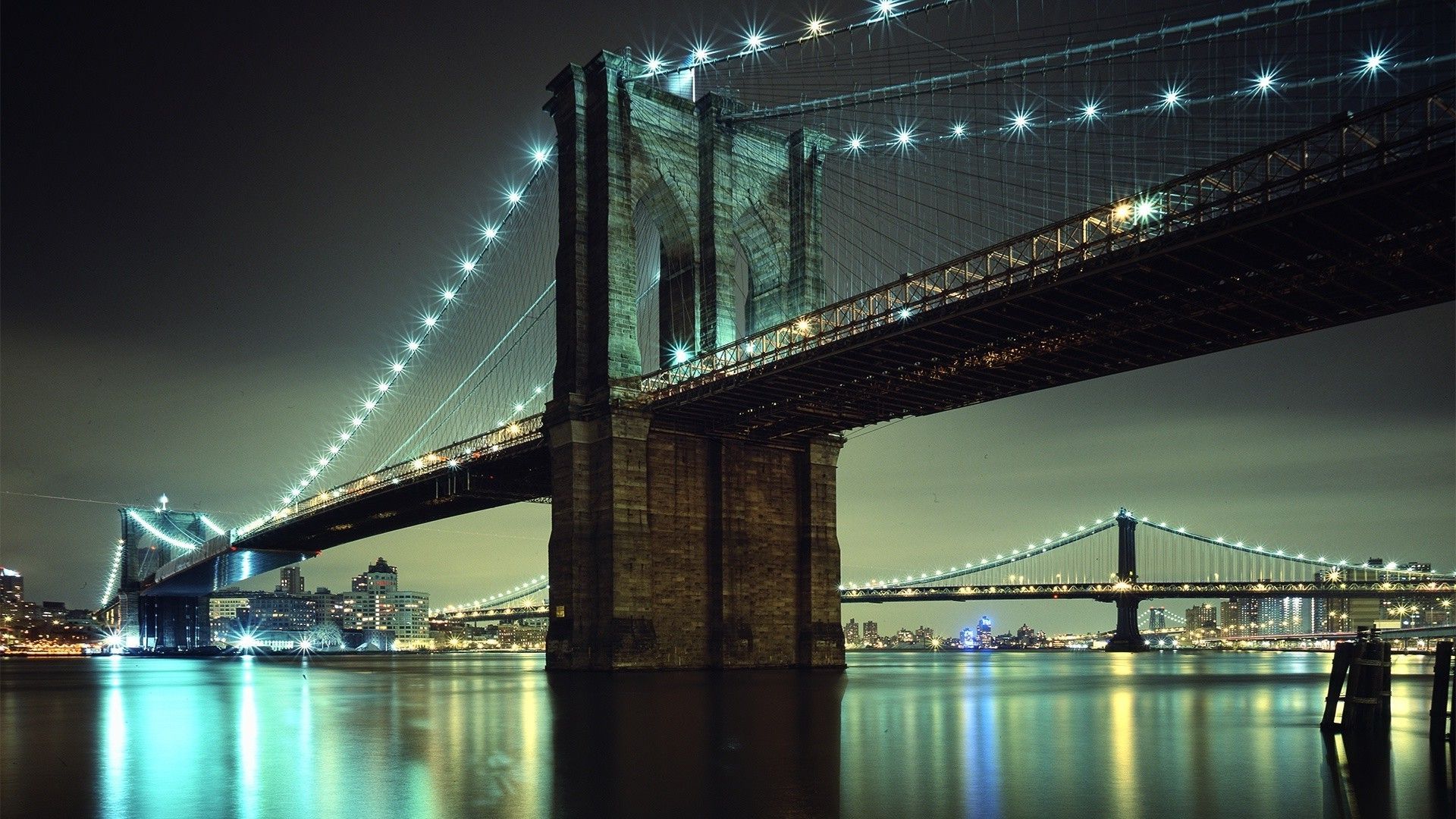 city, Urban, Bridge, Lights, River, Reflection, Brooklyn Bridge, New York City Wallpaper HD / Desktop and Mobile Background