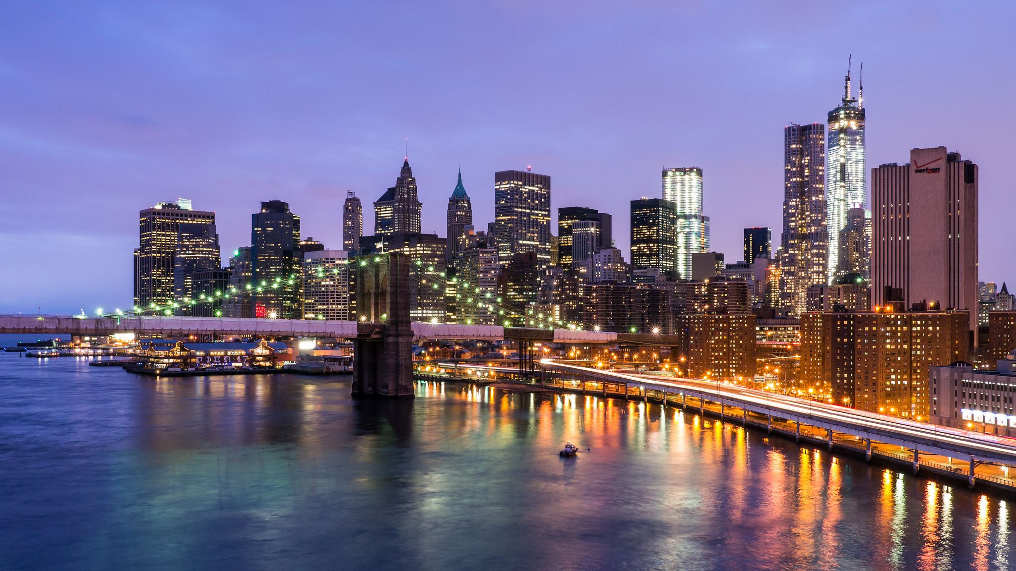 Brooklyn Bridge Manhattan East River New York City NYC USA New York City East River Bridge Brooklyn Manhattan city skyscrapers night light lights road buildings skyscrapers wallpaperx1152