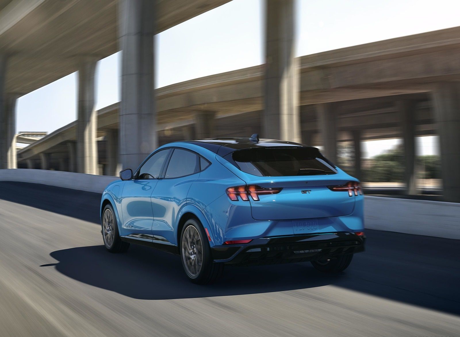 Ford Mustang Mach E Electric SUV Rear Three Quarter
