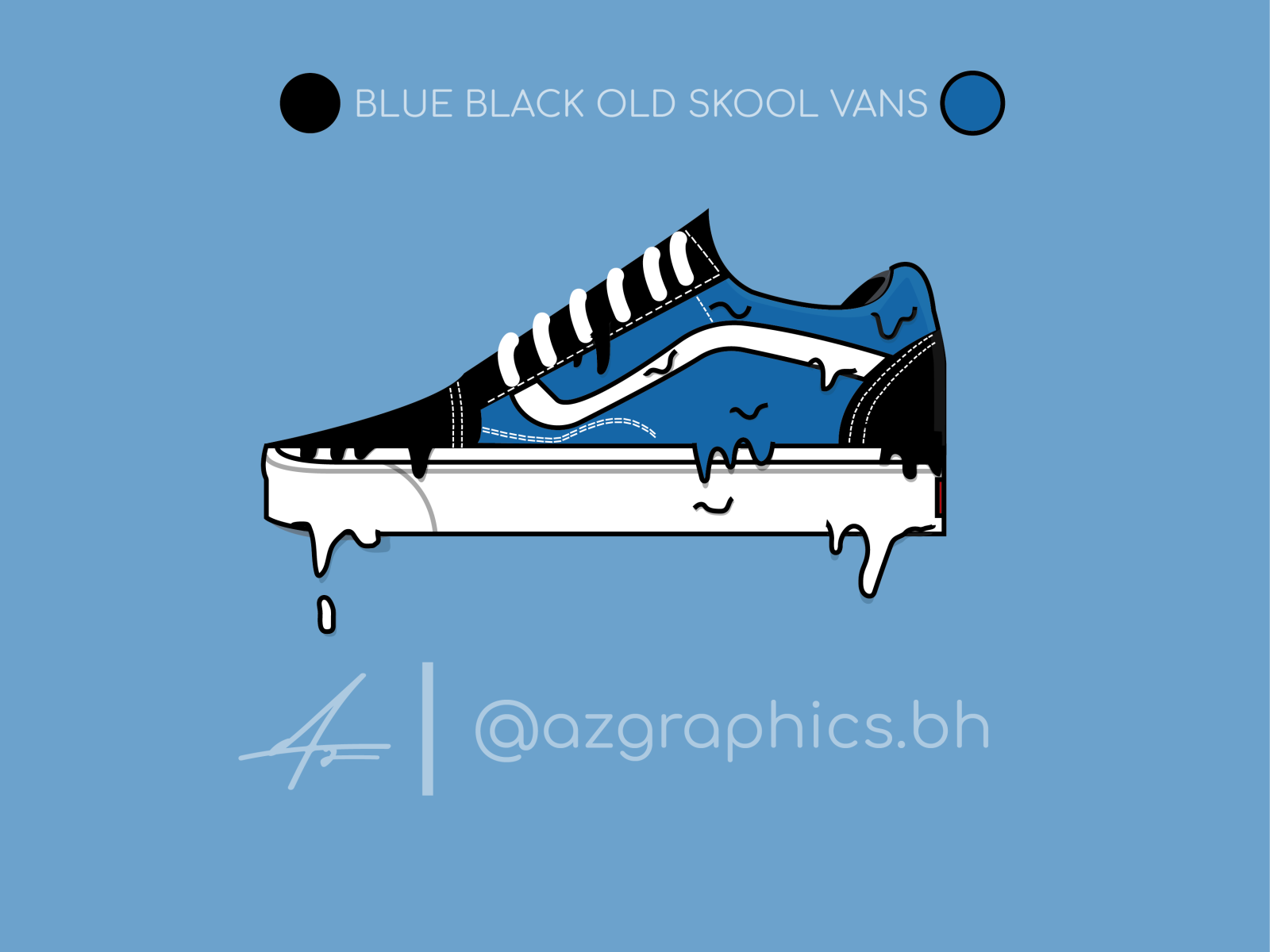 Vector Art of Old Skool Blue Black Vans