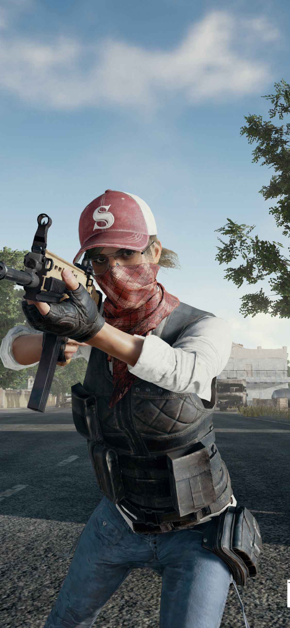 Download 1125x2436 wallpaper girl with gun, video game, pubg ps4