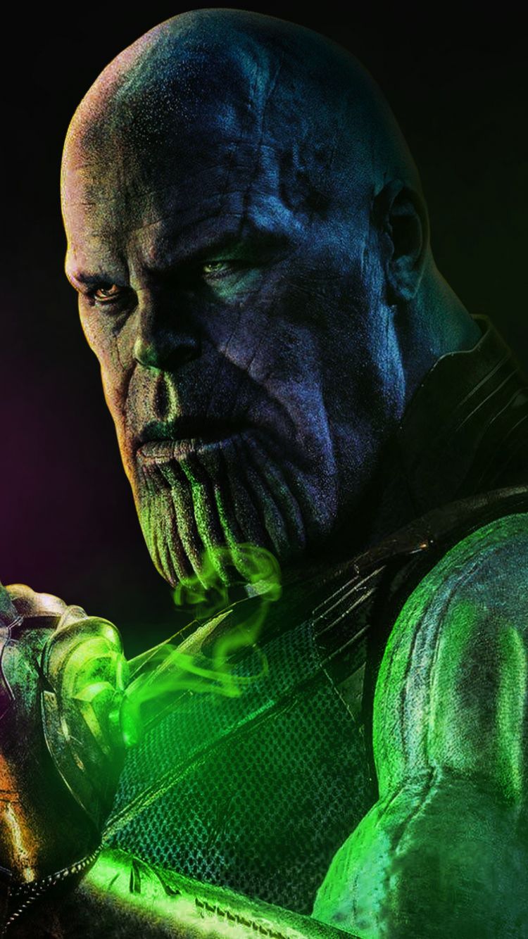 Download 750x1334 wallpaper thanos with infinity stones, artwork