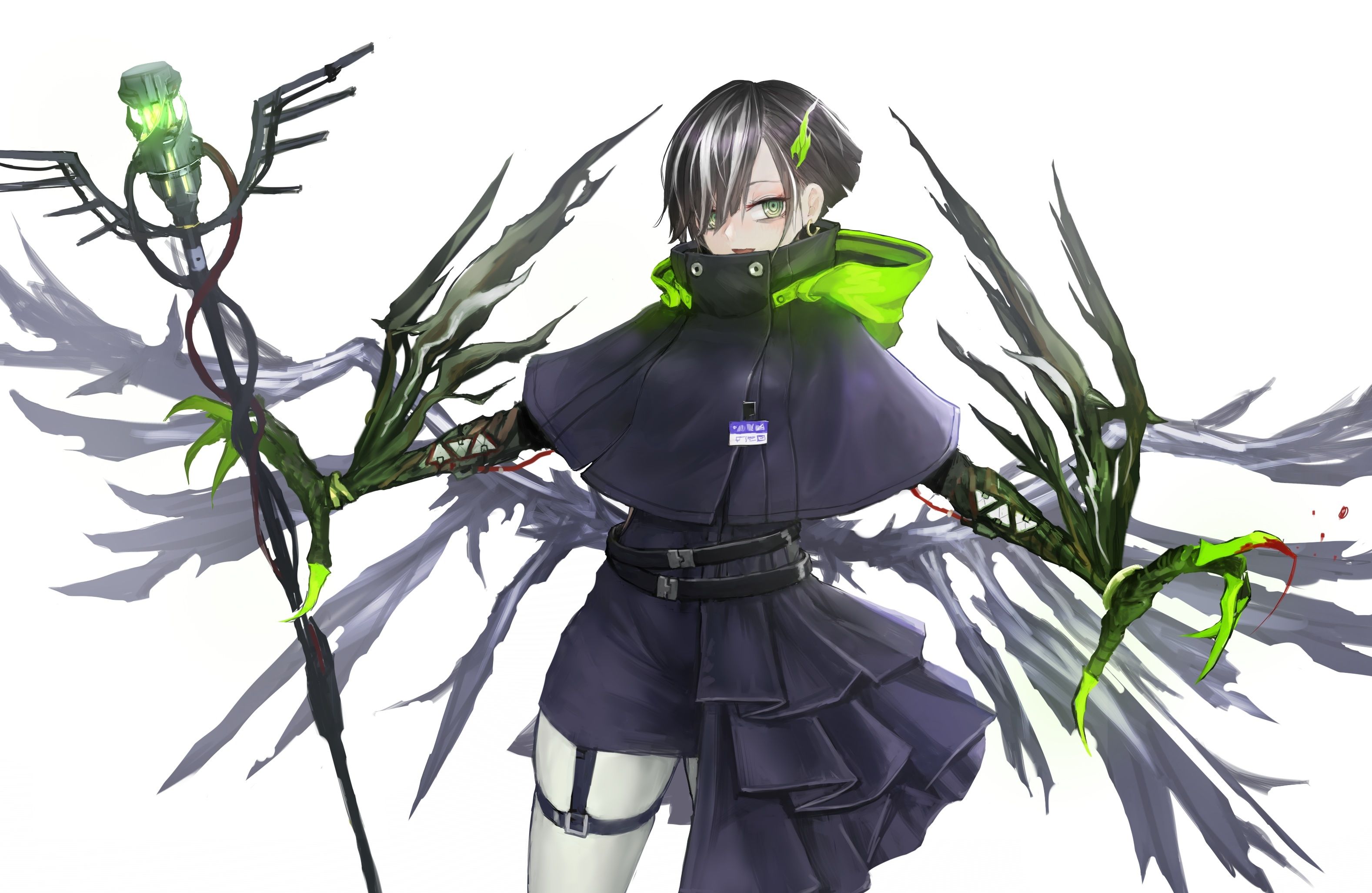 Download 3155x2053 Anime Girl, Hoodie, Transform, Cape, Short Hair